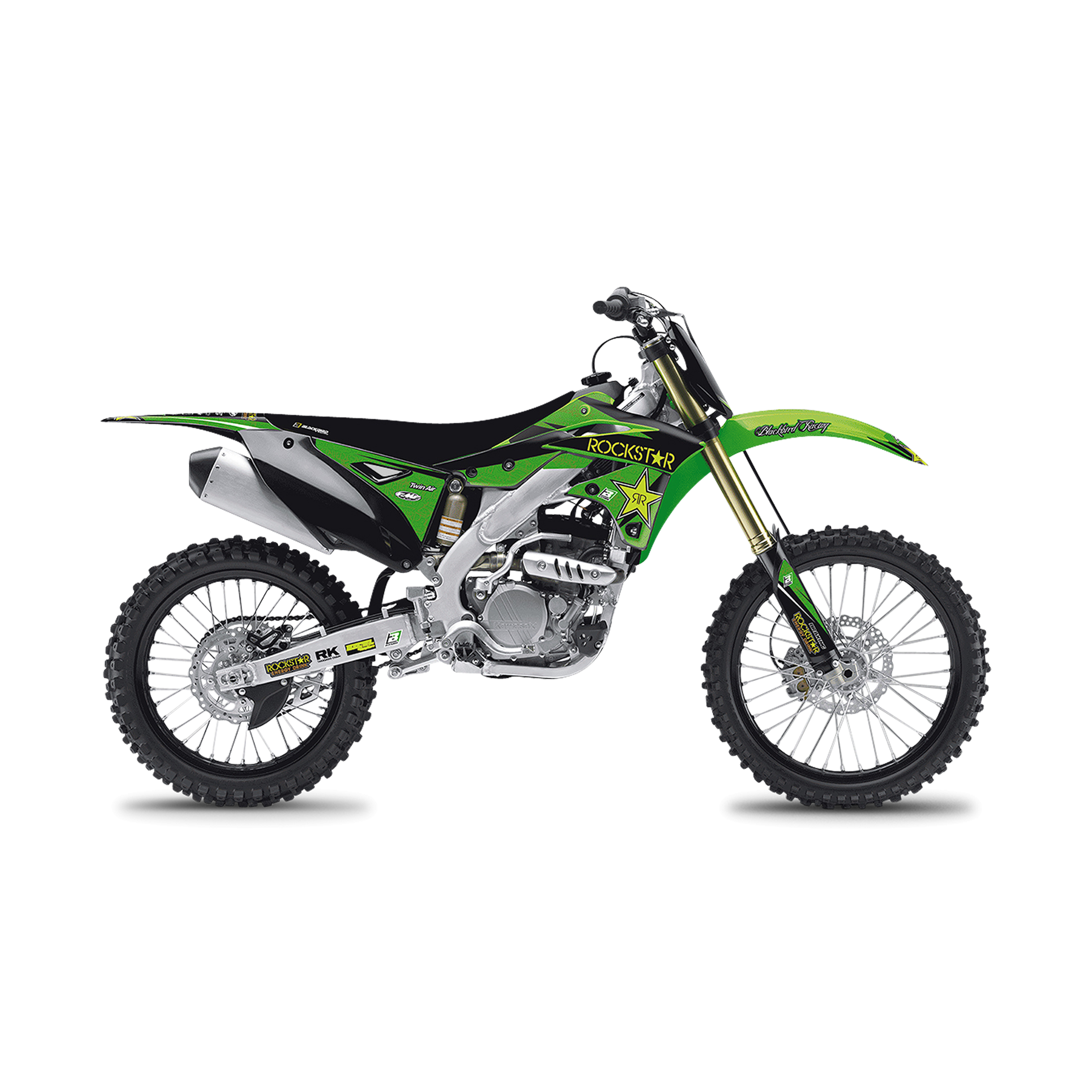 Kit Completo de Adhesivos + Funda de Asiento Blackbird Rockstar Energy Verde-Amarillo-Negro