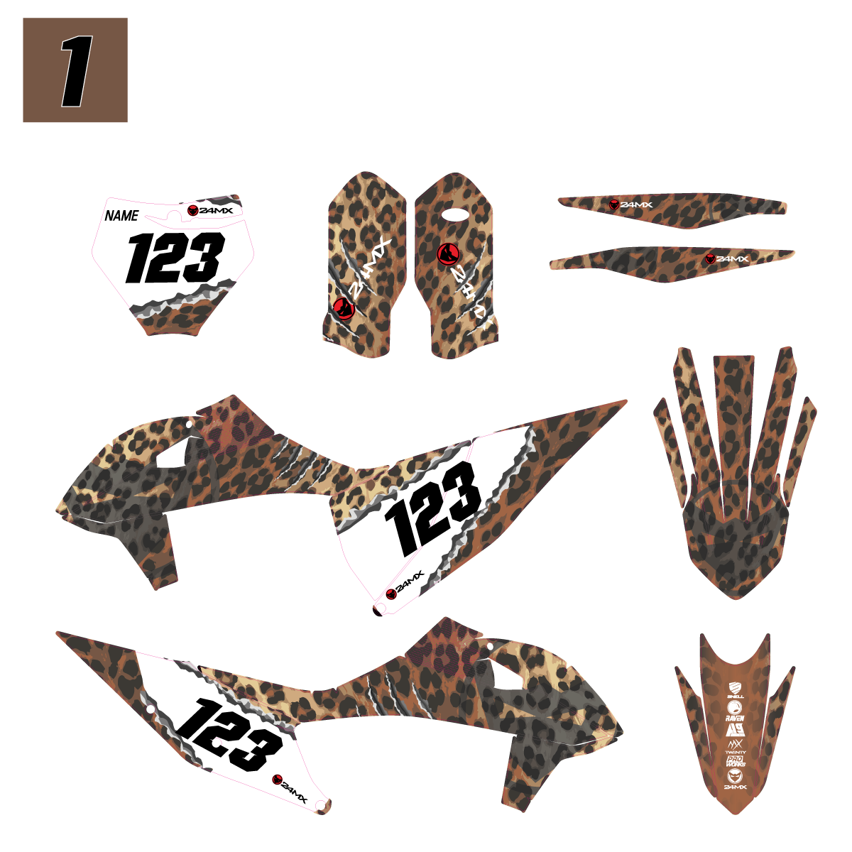 Juego de Adhesivos 24MX Panther con Nombre y Número
