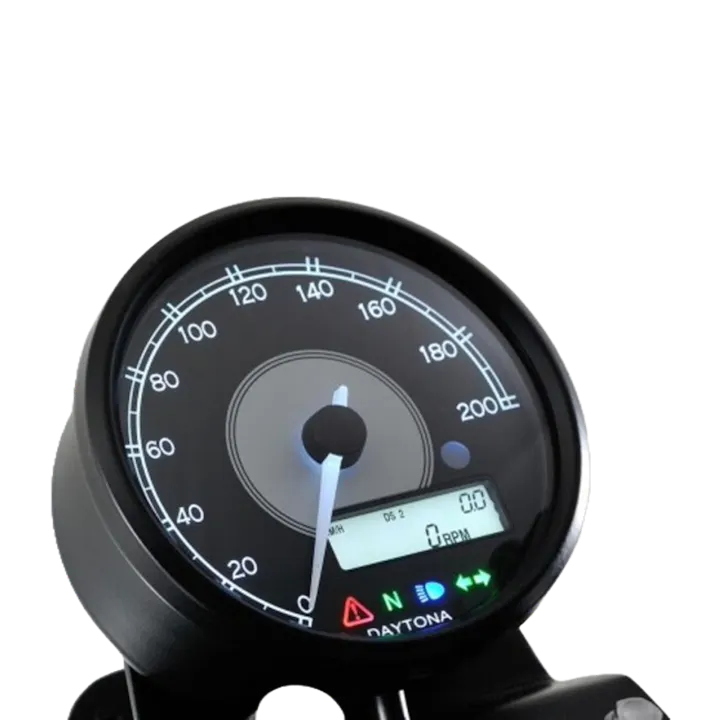 Snelheidsmeter Daytona Velona 80 200 km/u/mph Witte LED