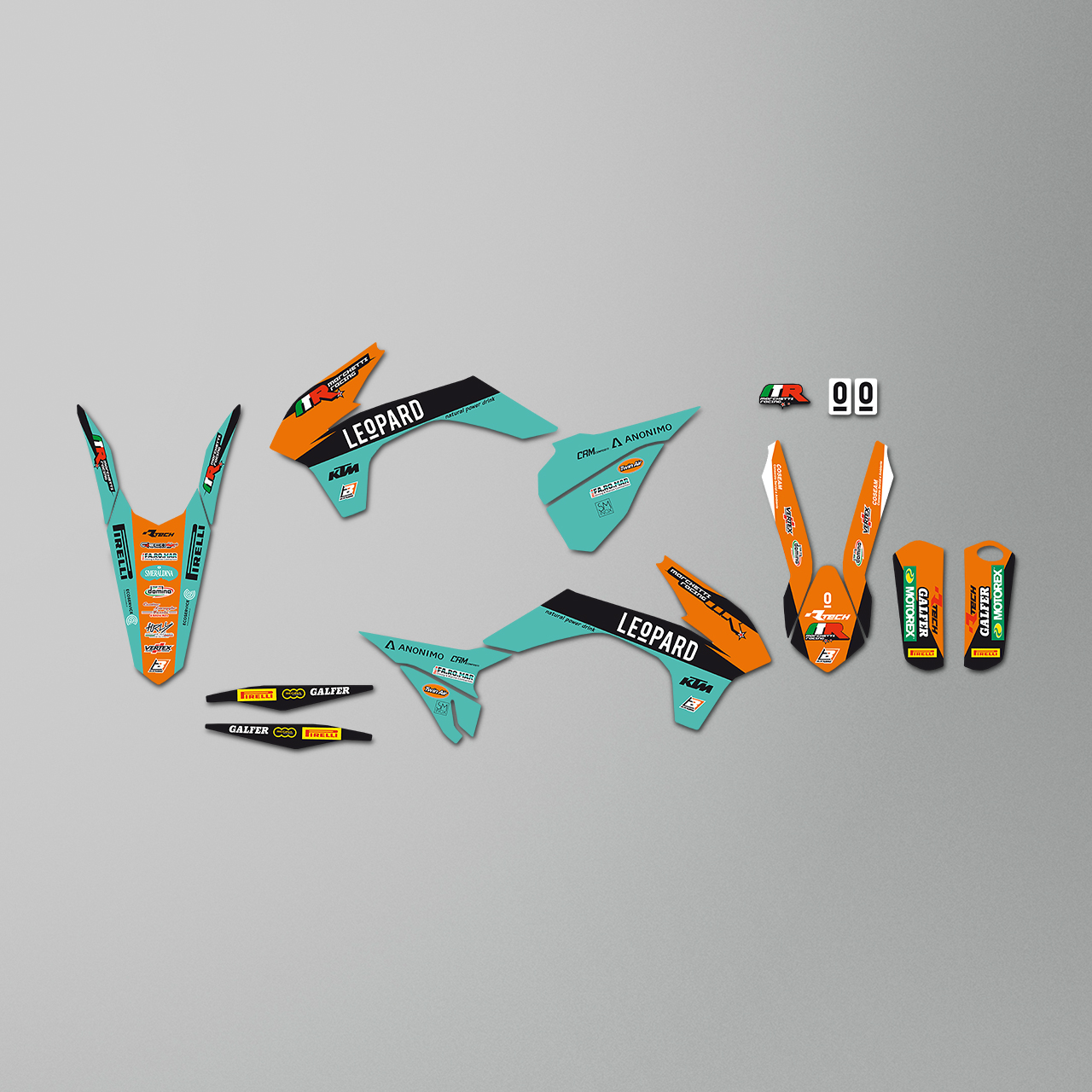 Blackbird Replica Marchetti Racing 2018 Complete Decal Kit with Seat Cover Orange-Blue