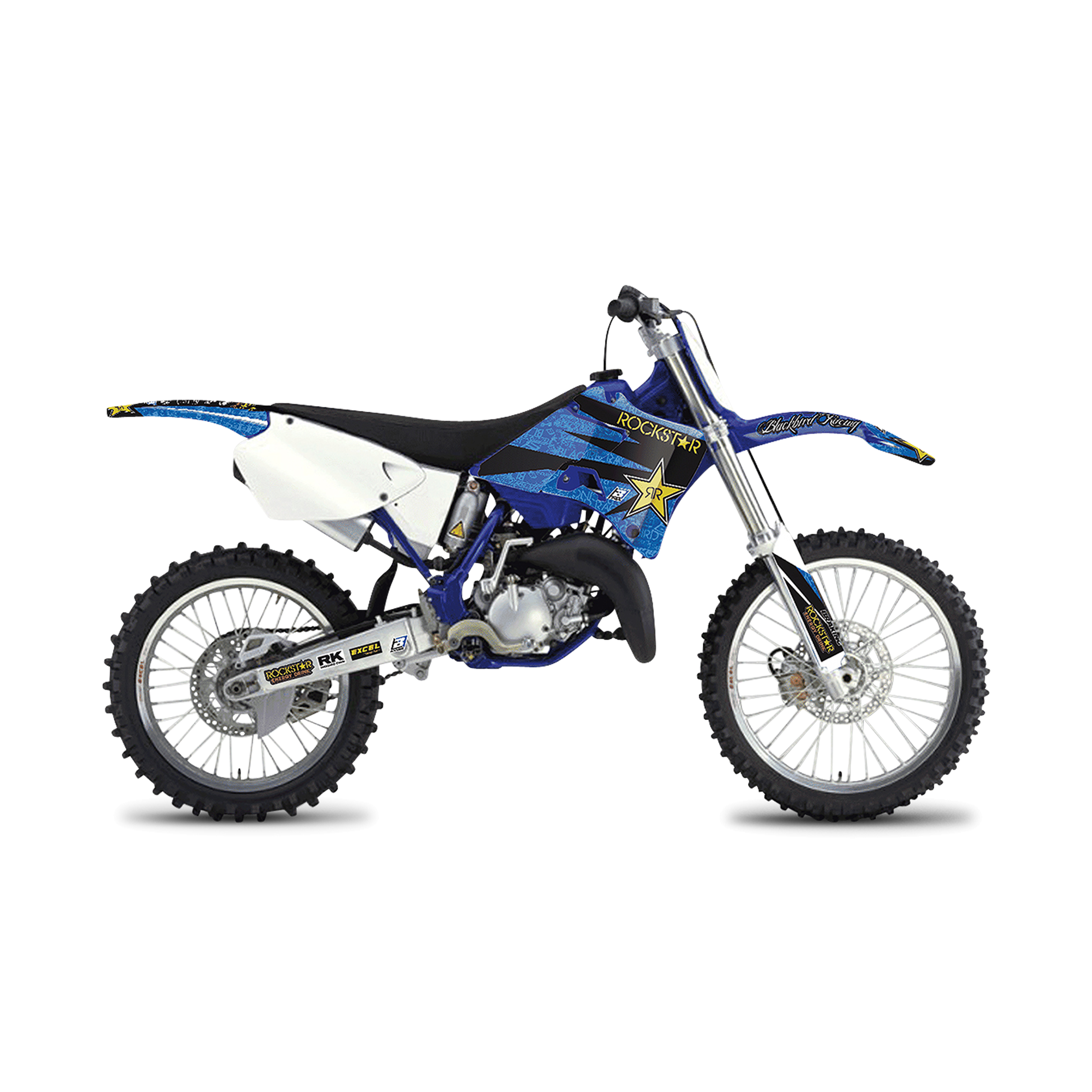 Kit Completo de Adhesivos + Funda de Asiento Blackbird Rockstar Energy Azul-Negro-Amarillo