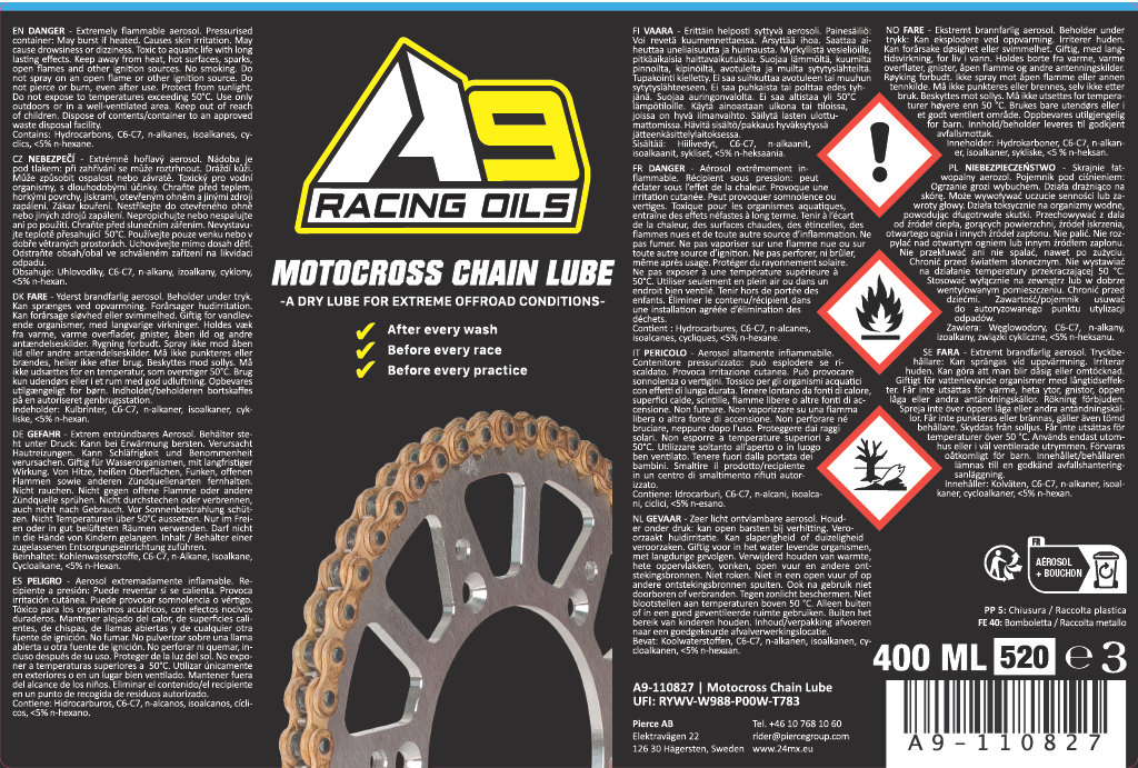 Kettingreiniger A9 Racing 400ml