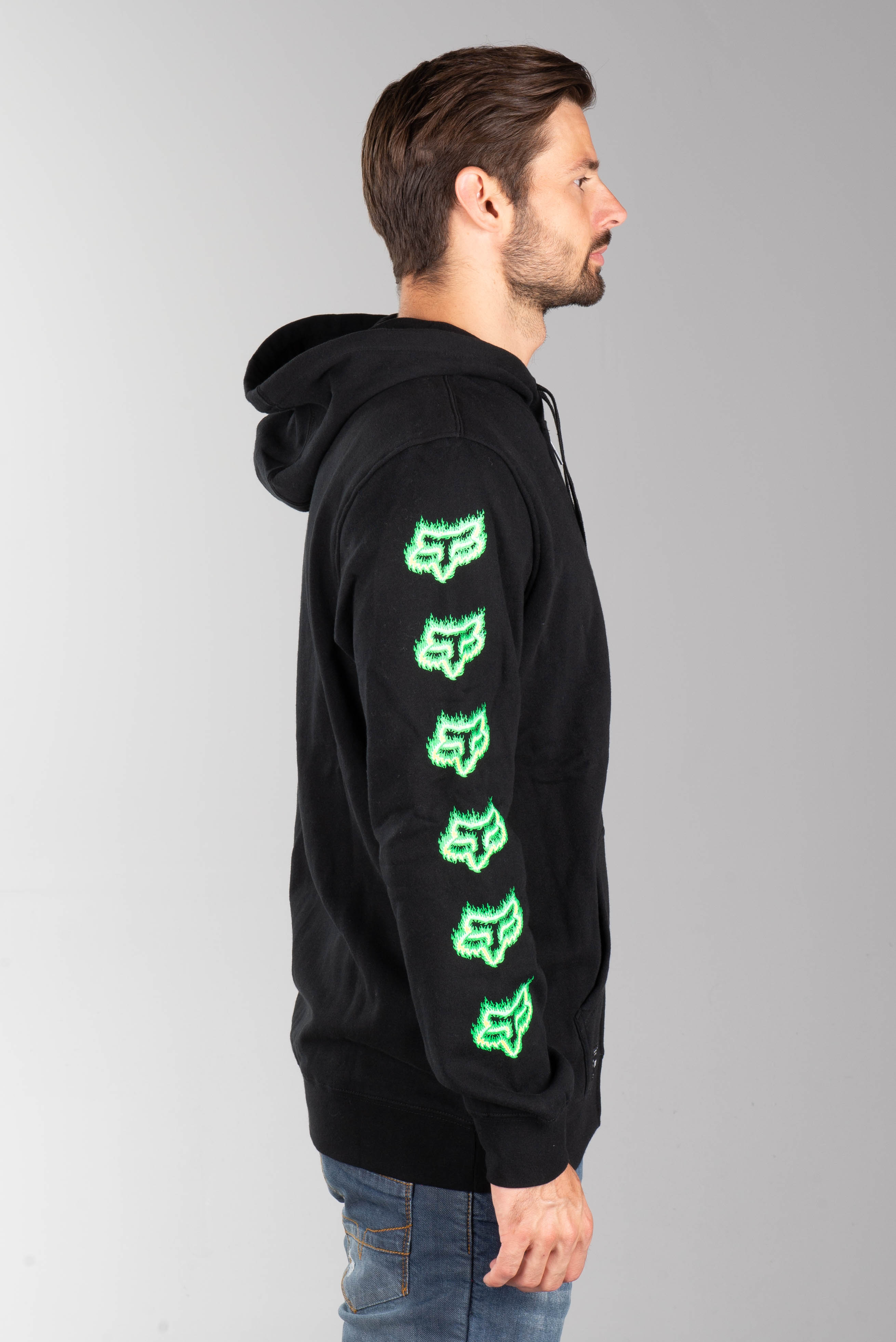 fox green and black hoodie