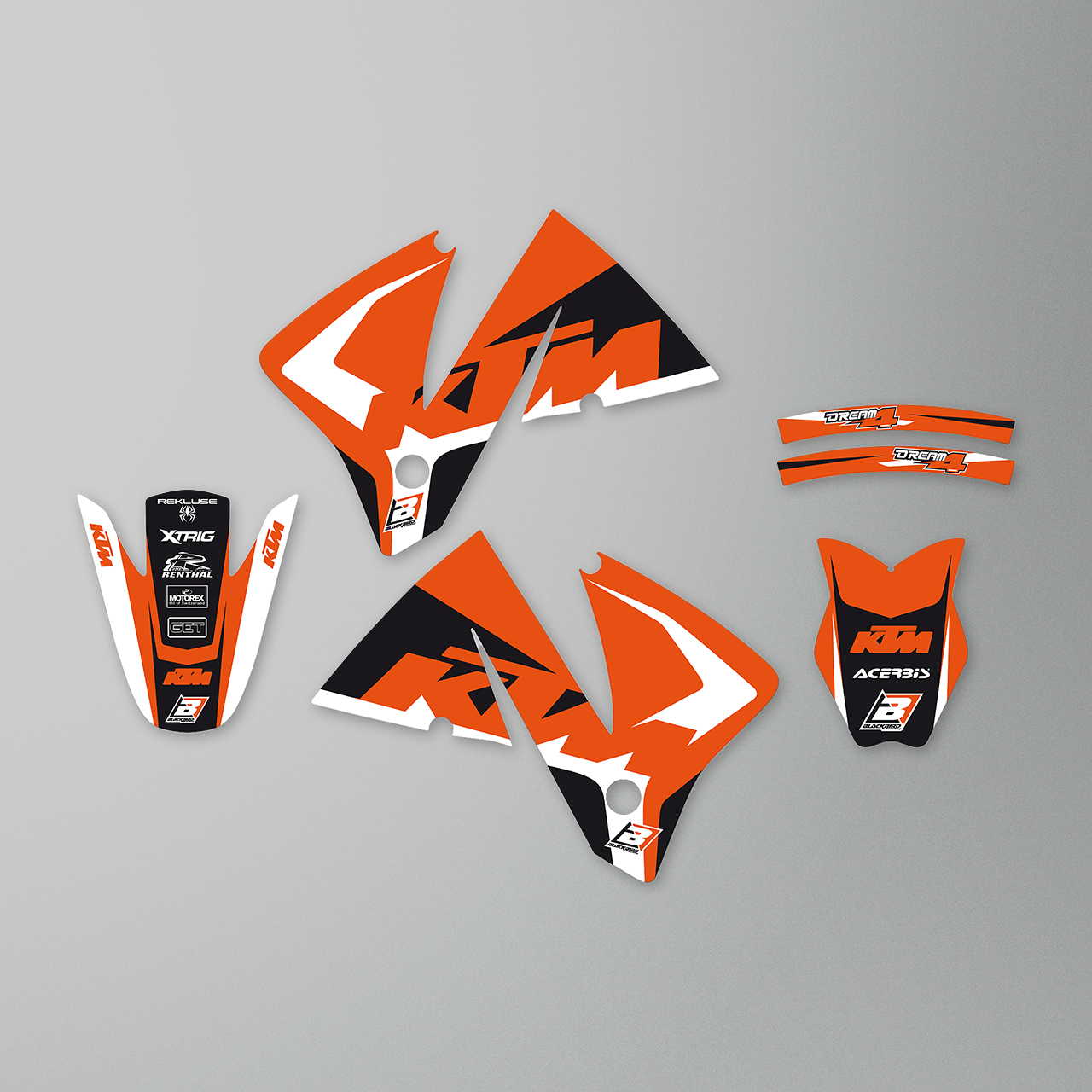 Kit de Adhesivos Blackbird Dream 4 Naranja-Negro-Blanco