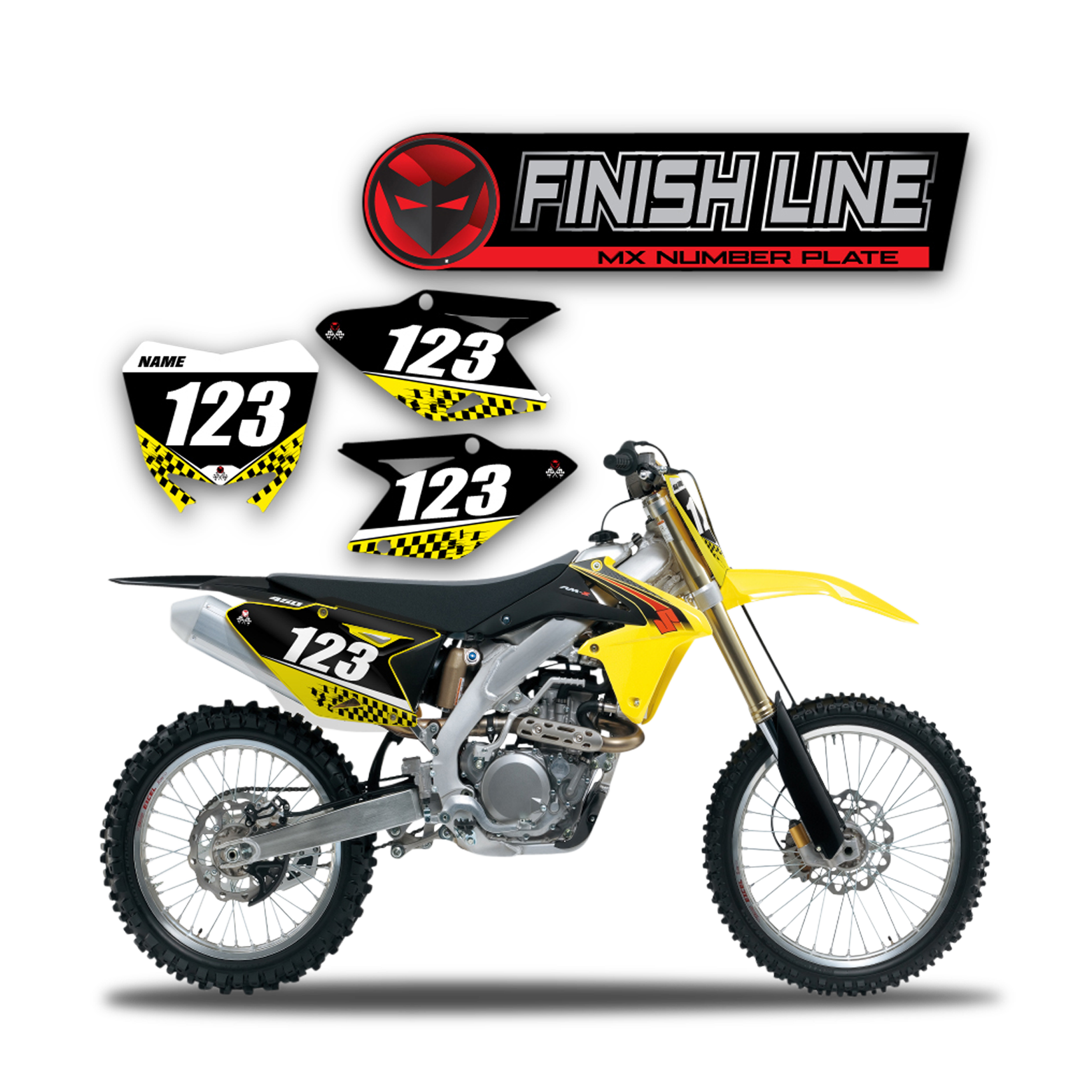24MX Suzuki Finish Line Number Plate Decals Suzuki RM 125 1992 Now 24