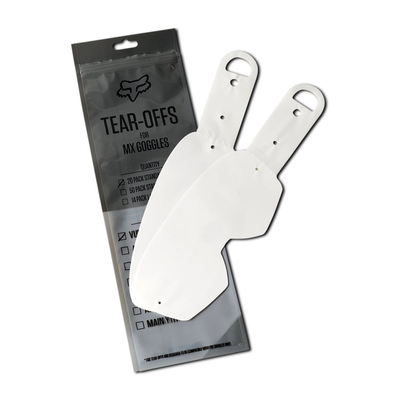 Tear-Off FOX MX20 Airspace/Main Std Transparent (Pack de 20)