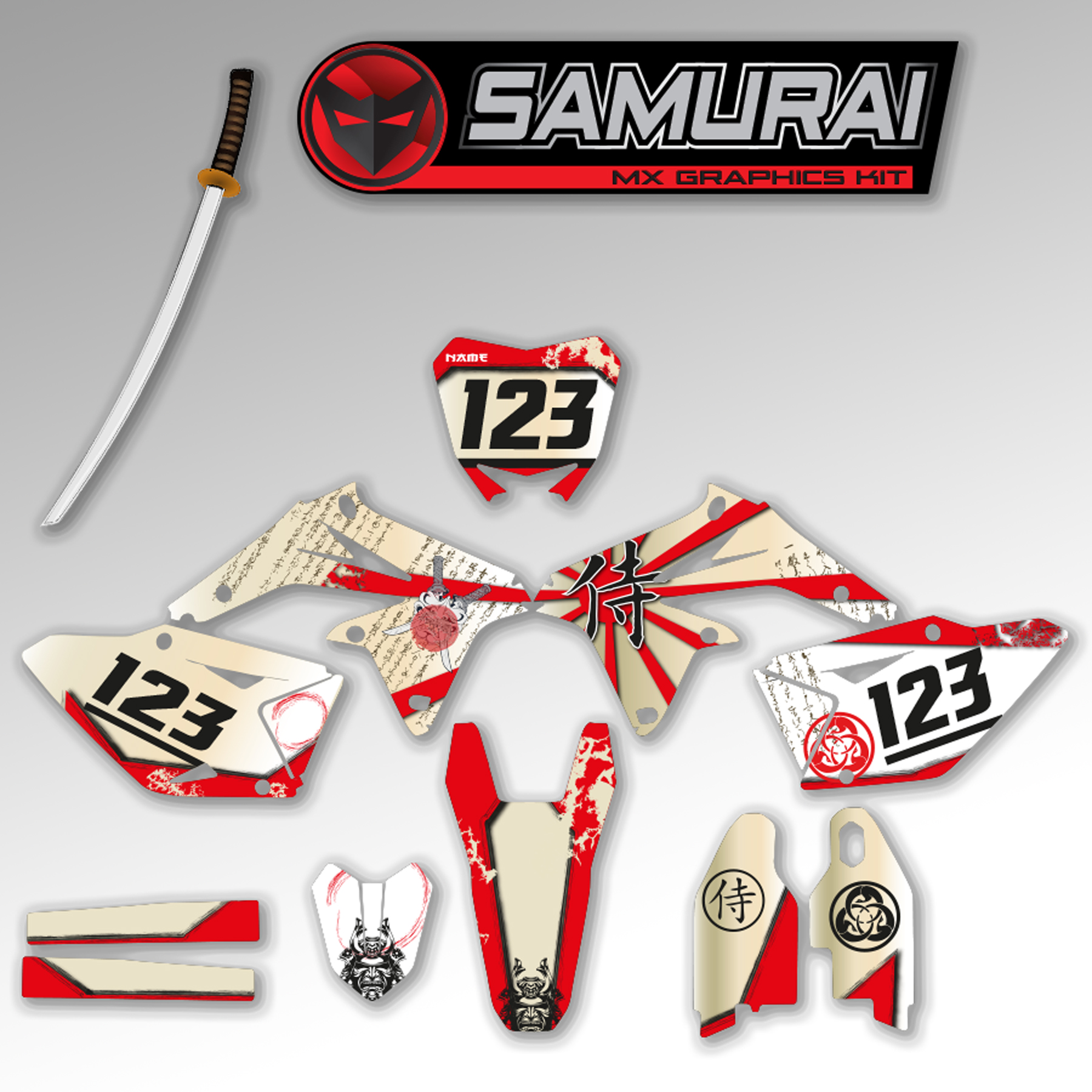 Complete Stickerset Samurai en Nummerplaatstickers