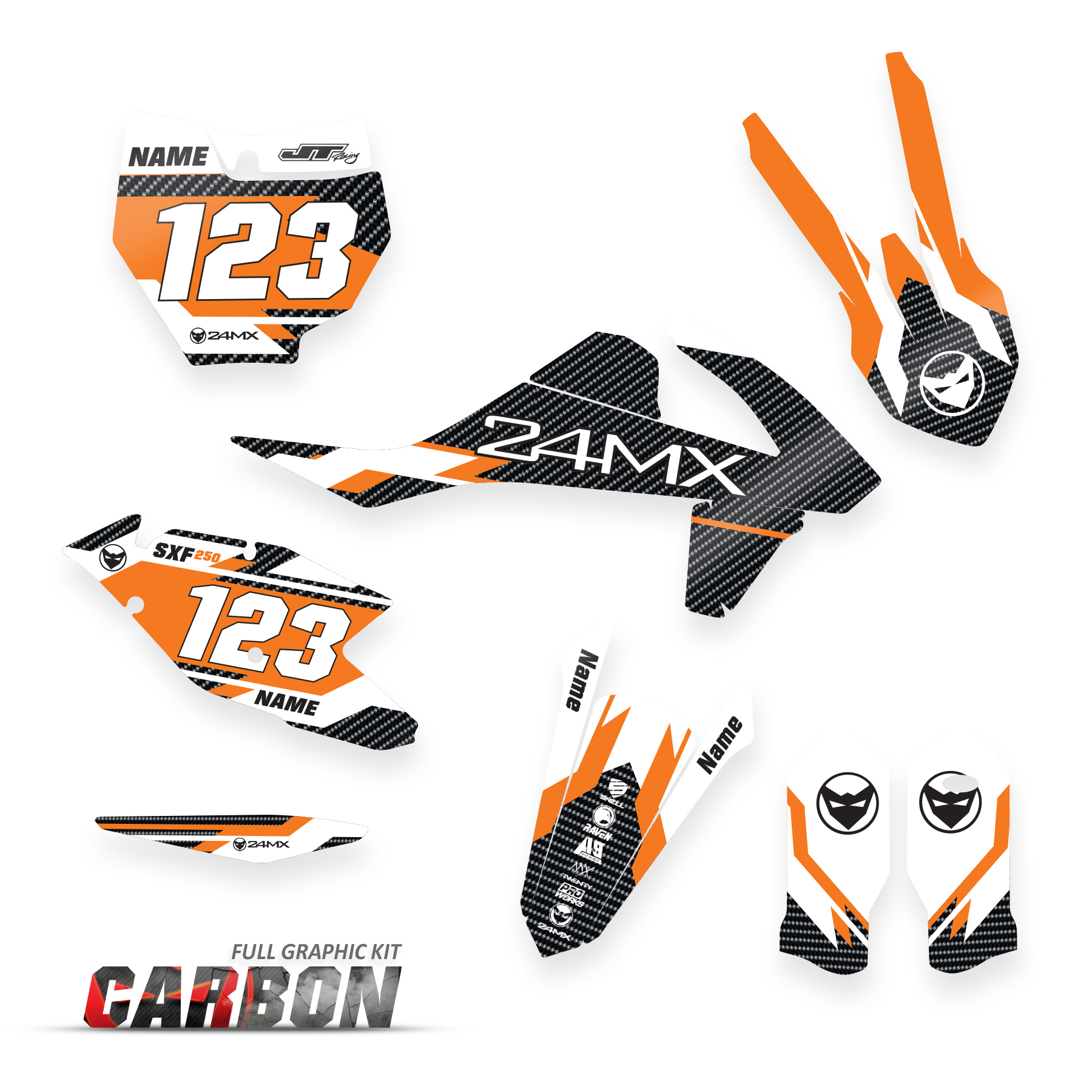 Juego de Adhesivos 24MX Carbon Portanúmeros