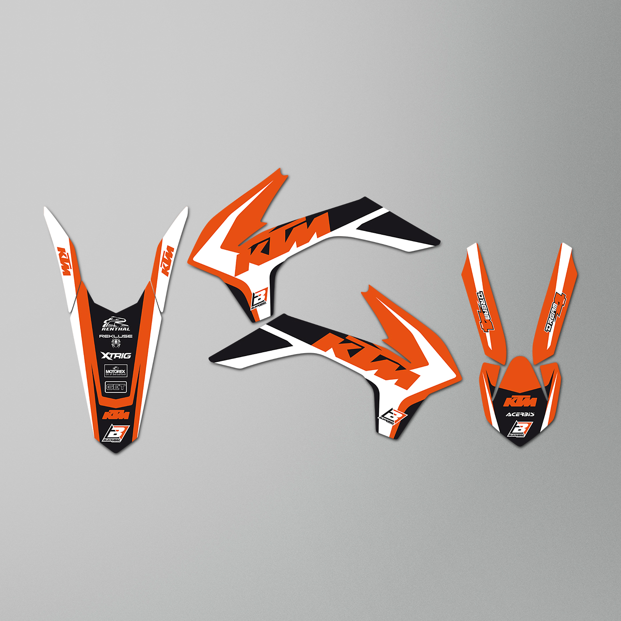 Blackbird Dream 4 Complete Decal Kit with Seat Cover Orange-Black-White