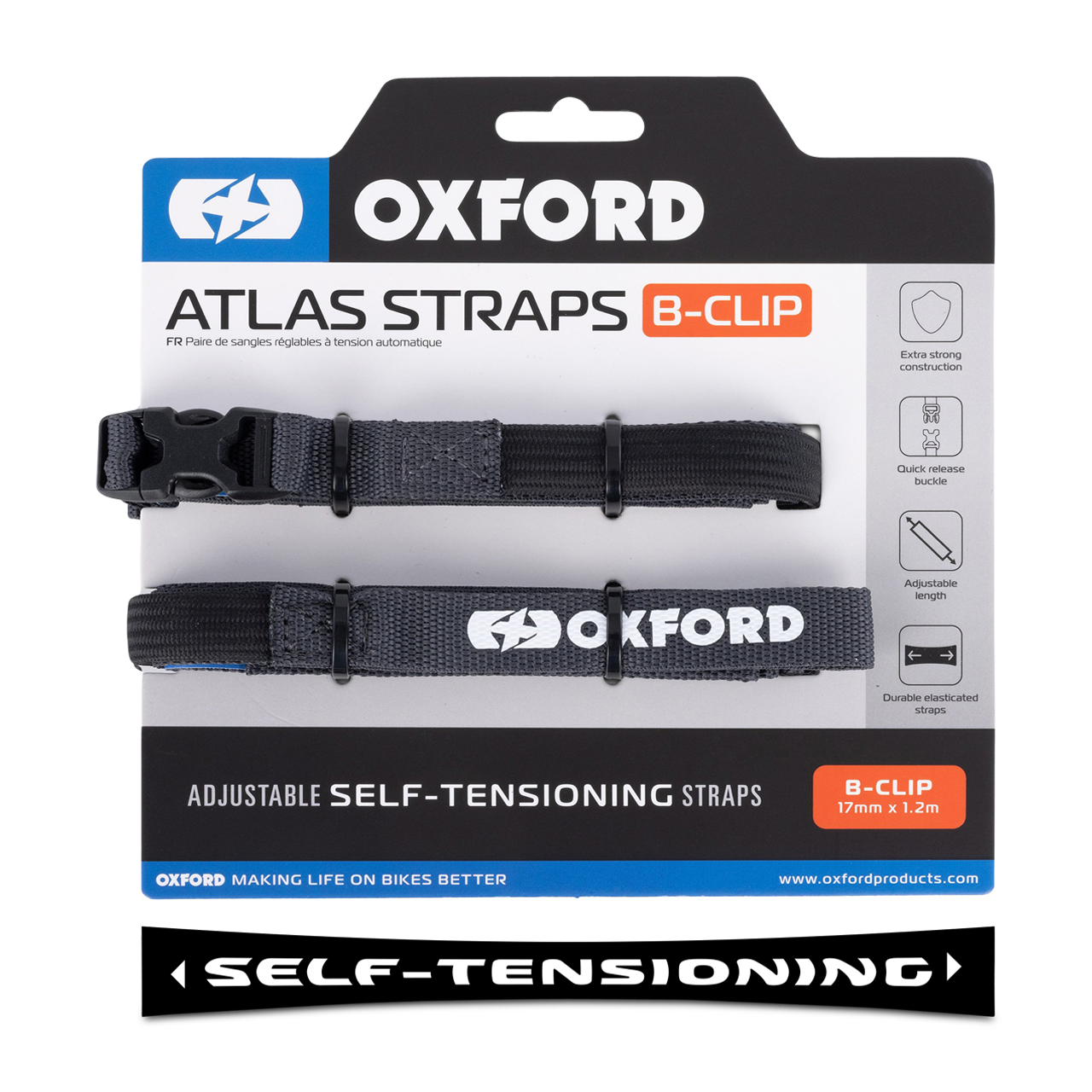 Oxford Atlas B-Clip Asphalt (Pair) Tie Down Strap