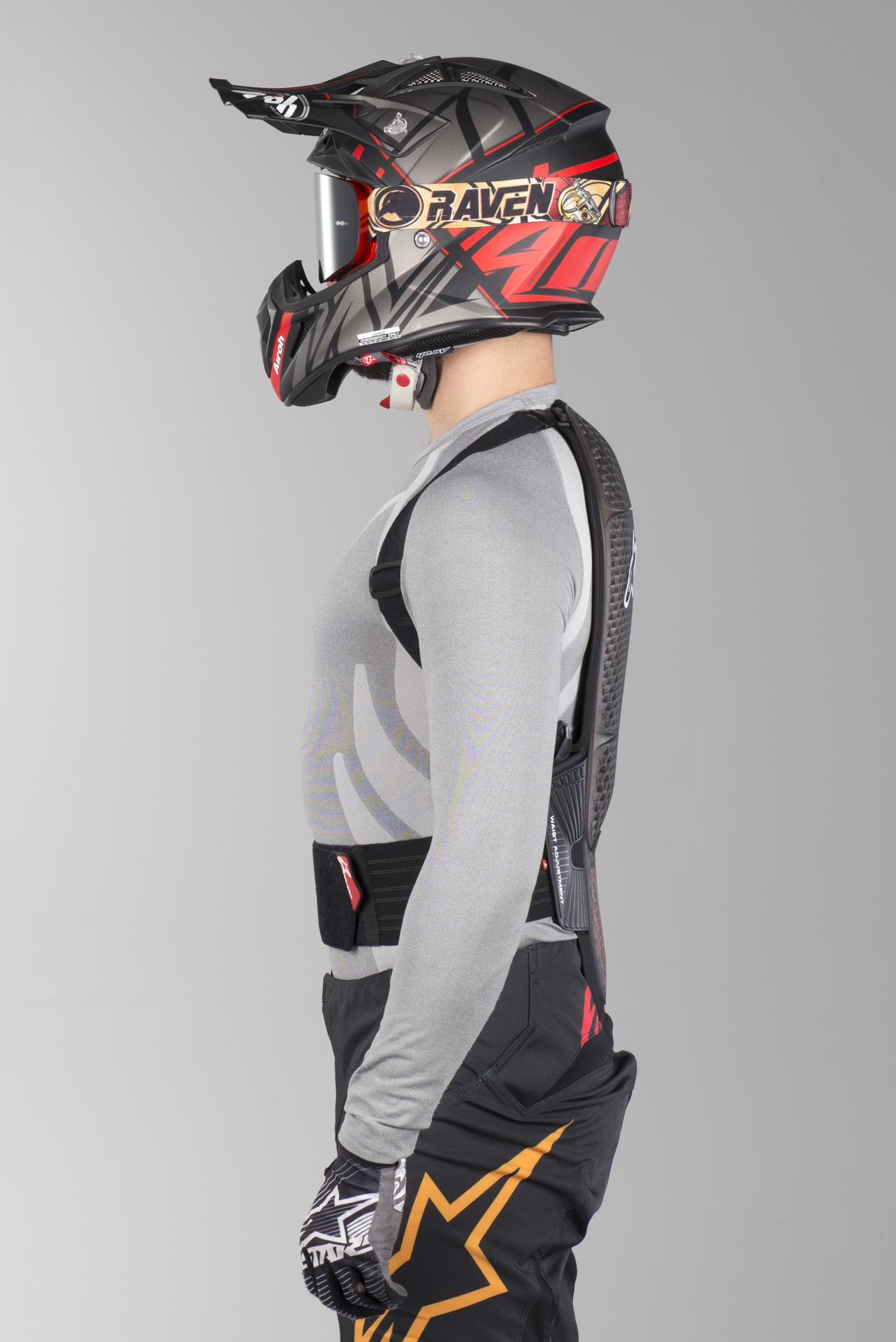 Espaldera Alpinestars Nucleon KR-1 Celli Transparente-Rojo-Negro