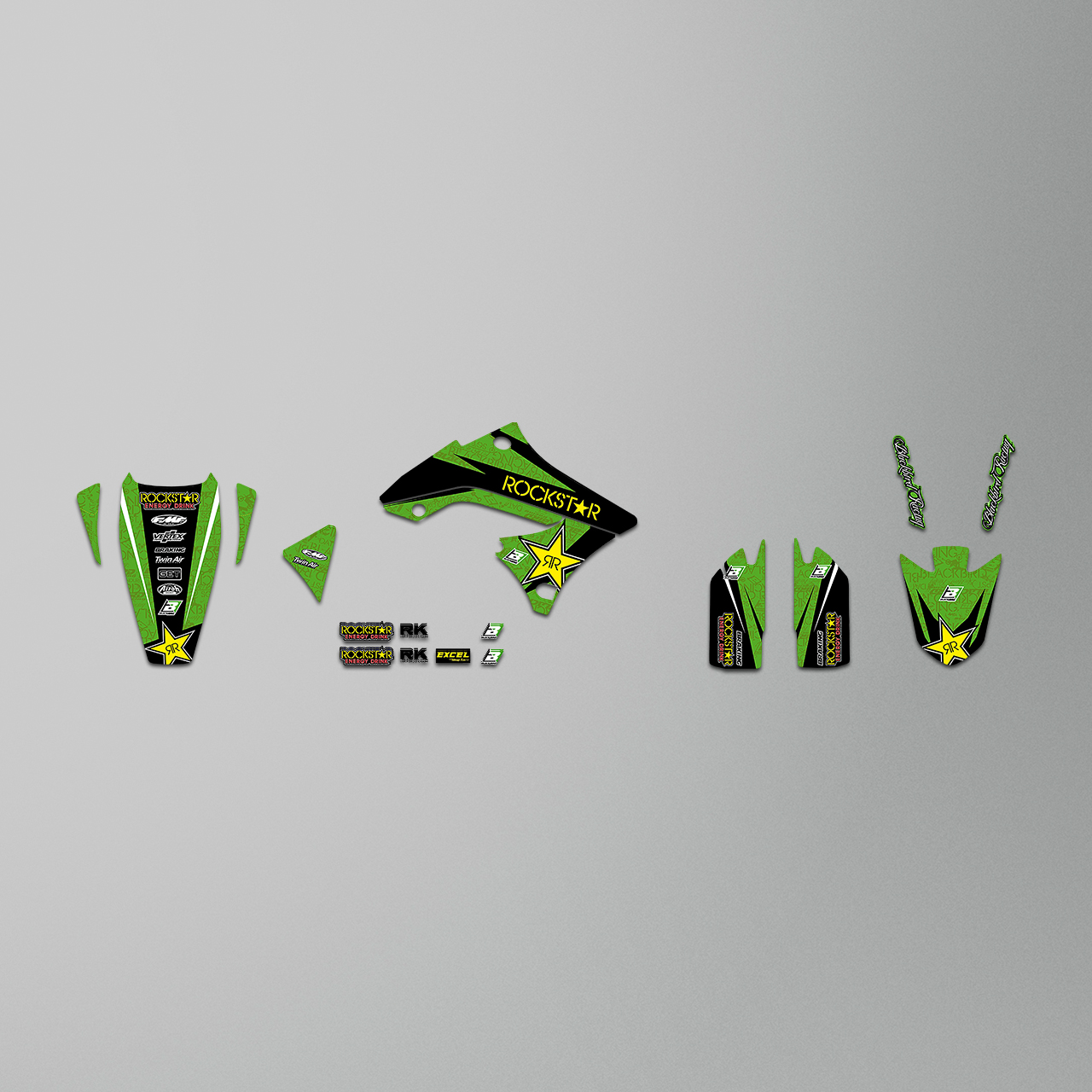 Blackbird Rockstar Energy Complete Decal Kit with Seat Cover Green-Black-Yellow