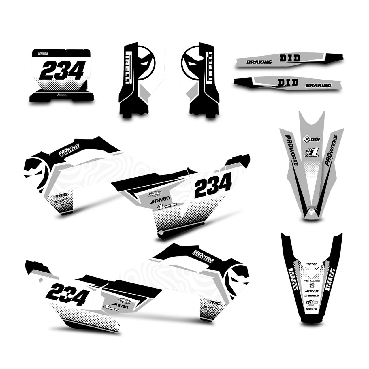 24MX Husqvarna B&W Decal Kit