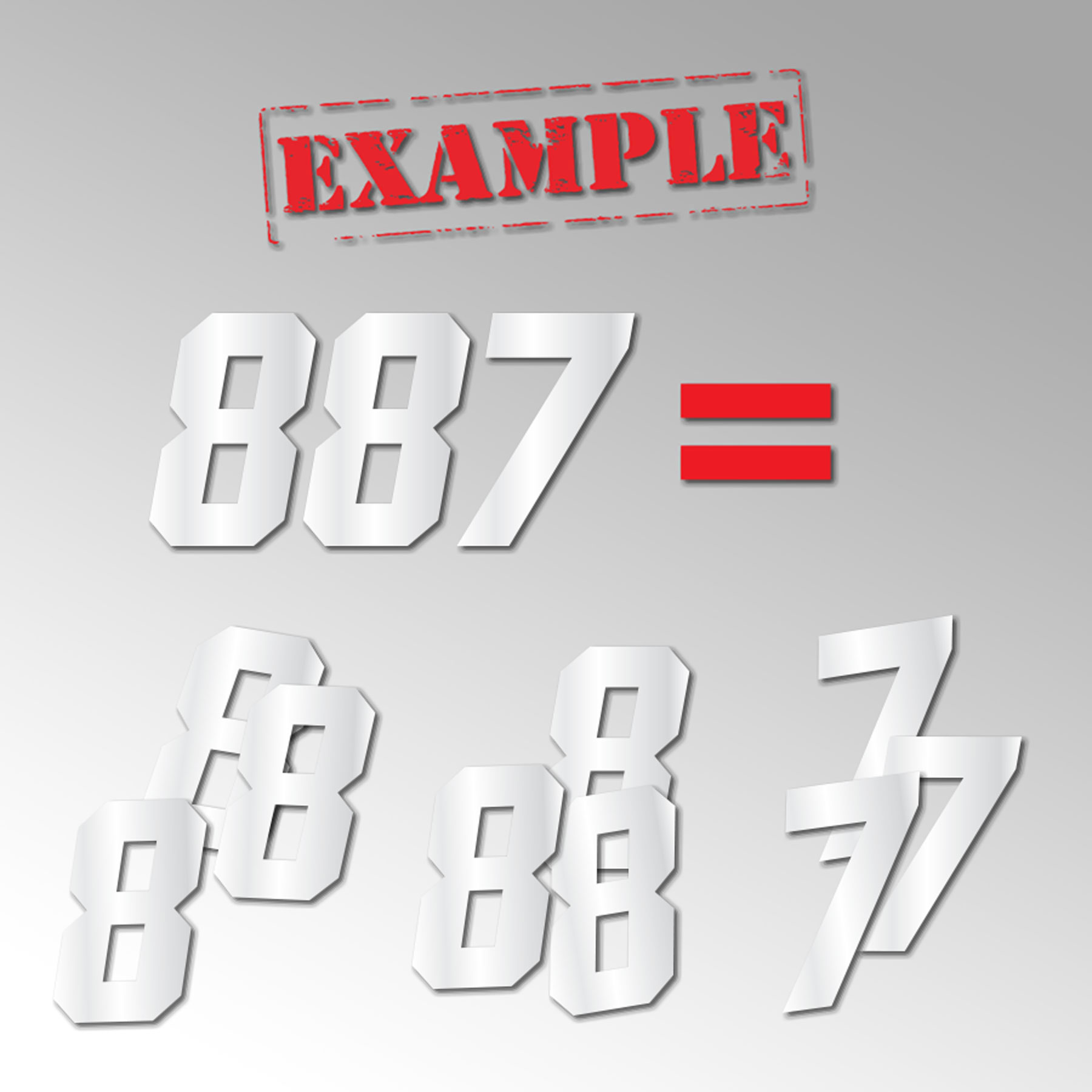 24MX Numbers White 9-Pack 9 cm