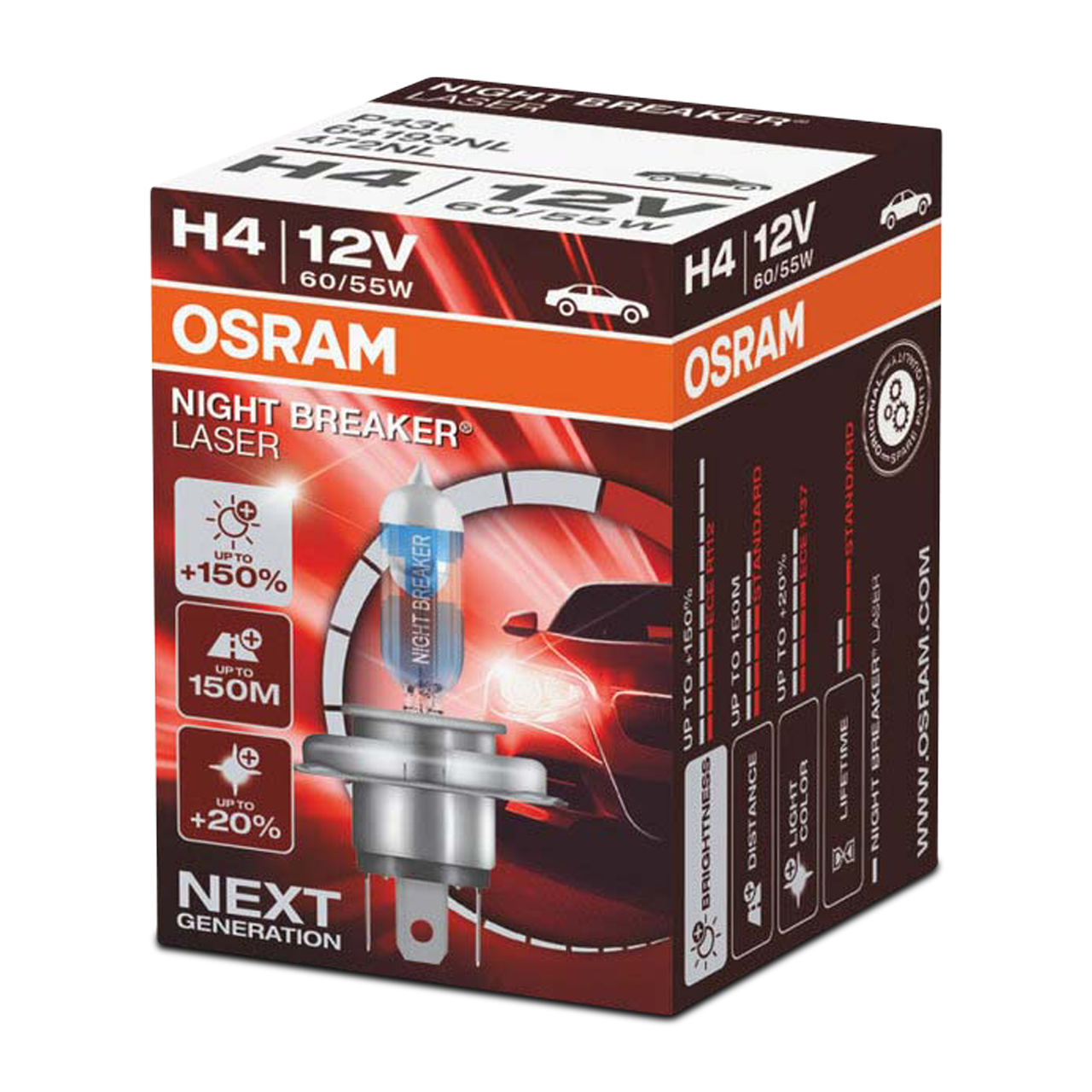 Bombillas Osram Night Breaker Laser H4 12 V 60/55 W