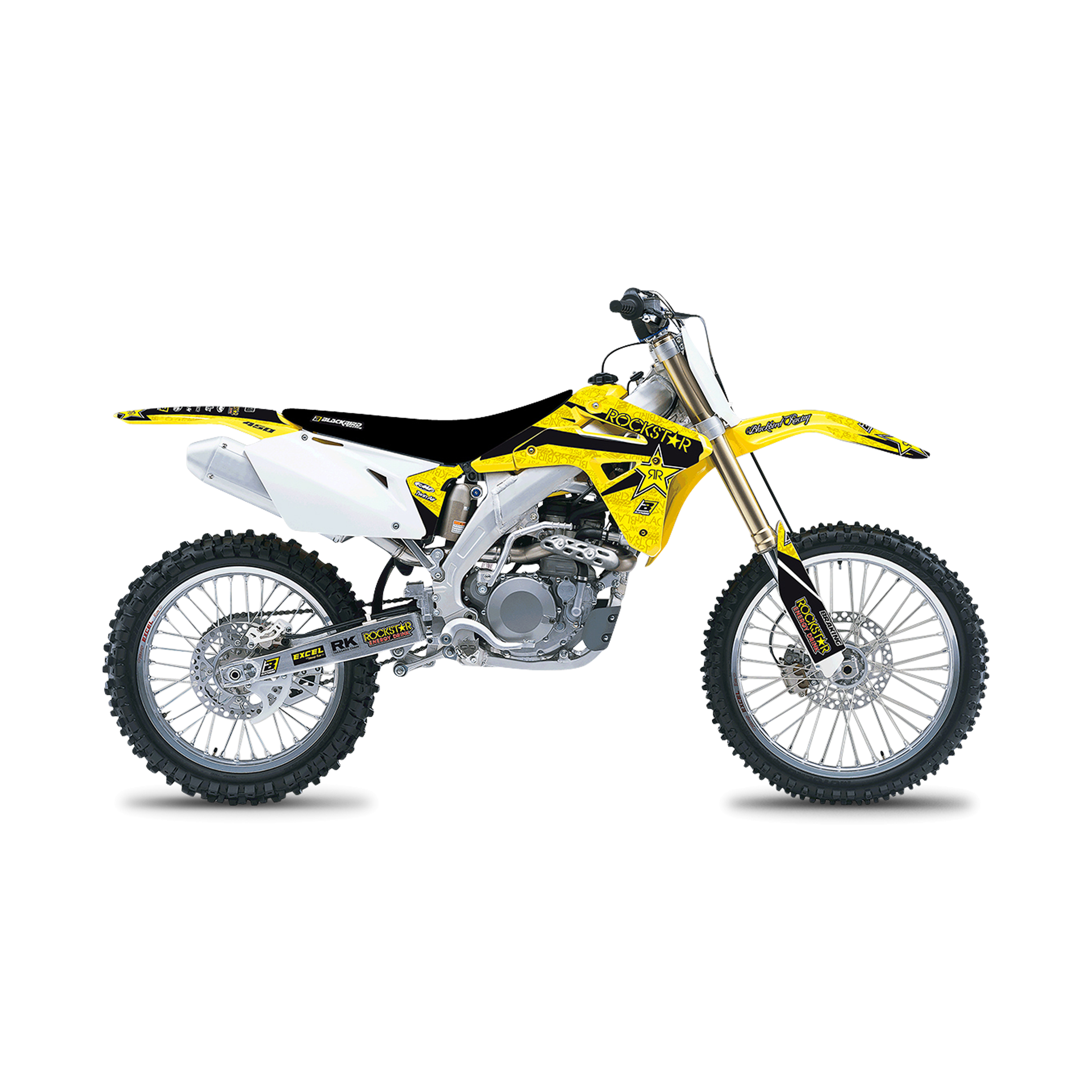 Kit Completo de Adhesivos + Funda de Asiento Blackbird Rockstar Energy Amarillo-Negro