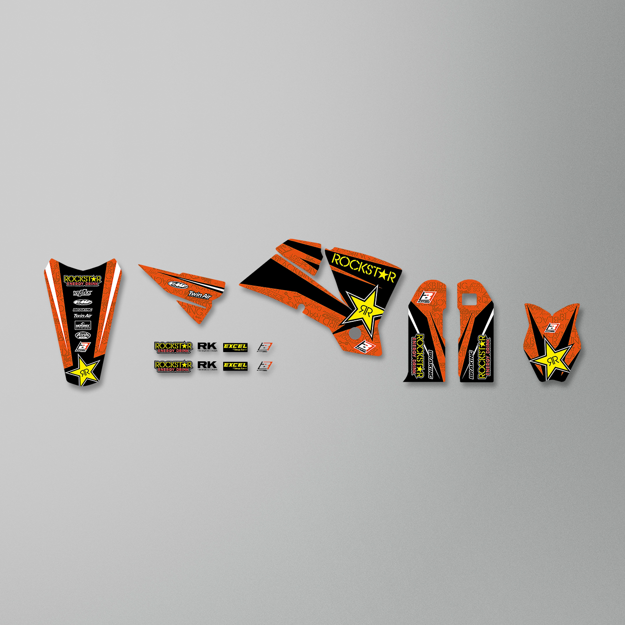 Blackbird Rockstar Energy Complete Decal Kit with Seat Cover Orange-Black-Yellow
