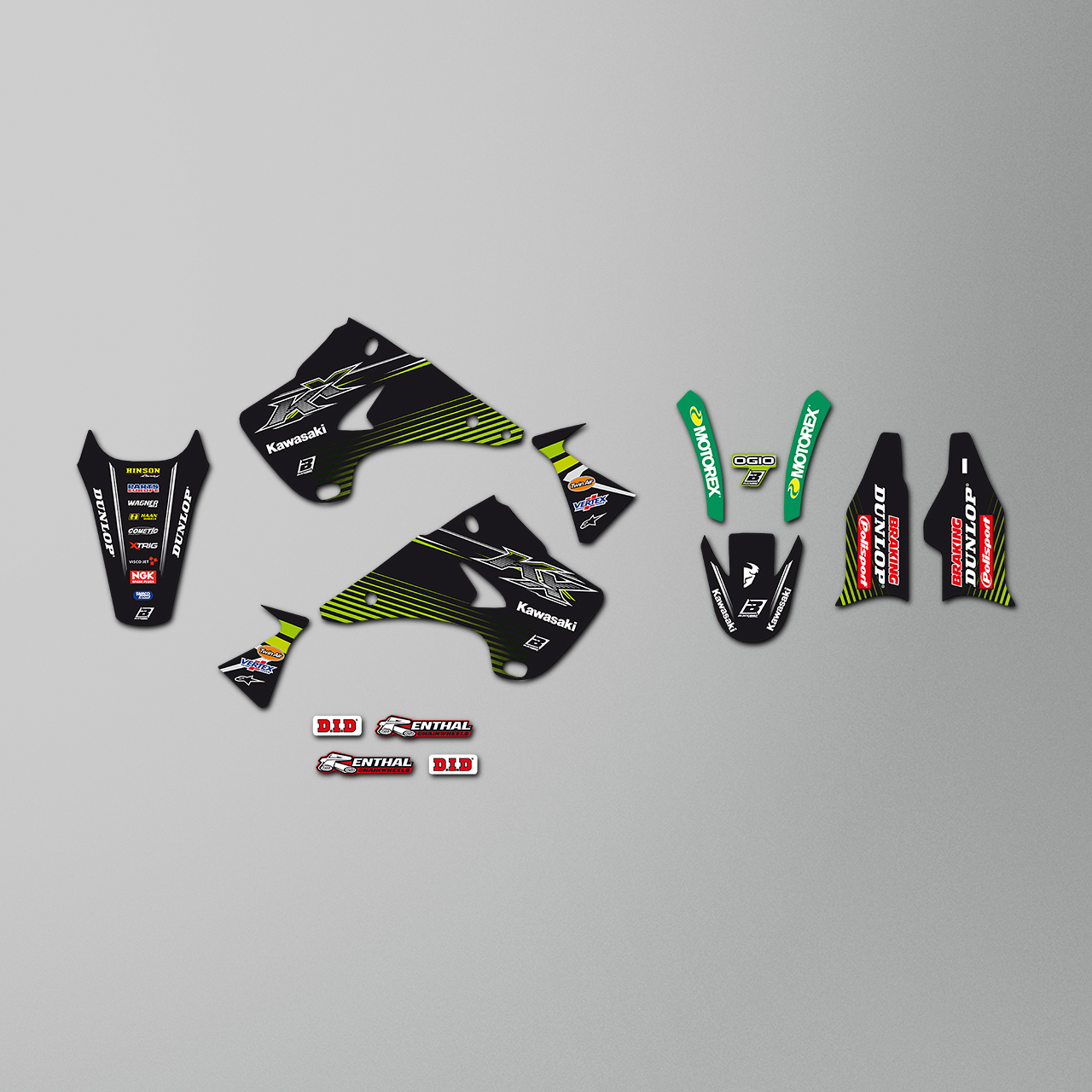Blackbird Replica Racing Team 2018 Complete Decal Kit with Seat Cover Black-Green