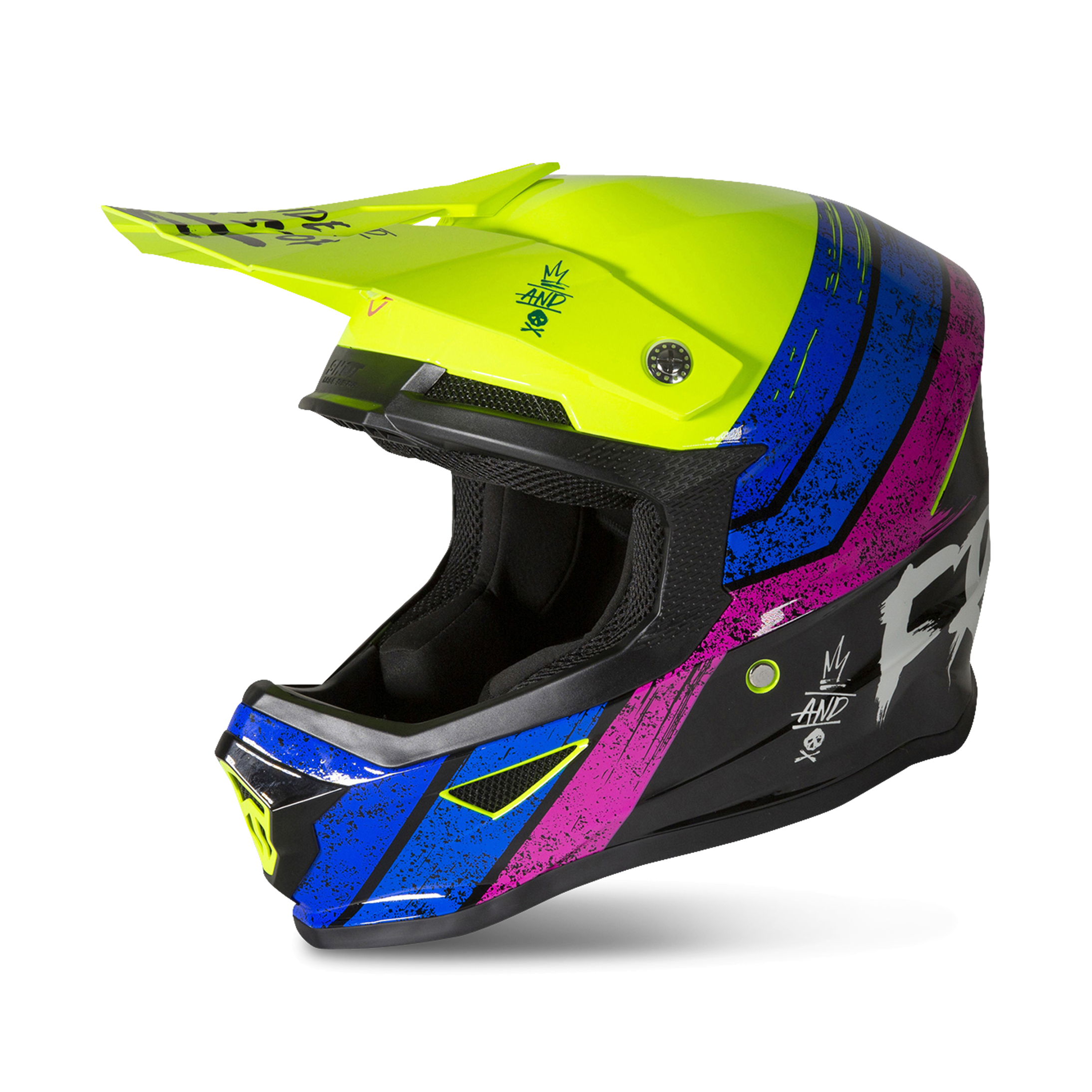 Freegun Xp 4 Stripe Mx Helmet Neon Yellow Price Match Guarantee Xlmoto Co Uk