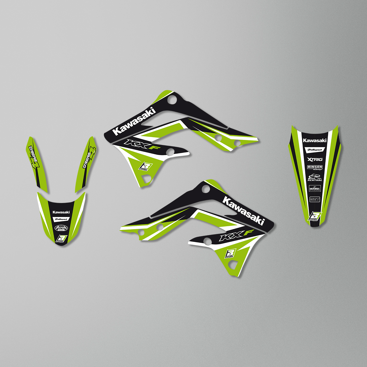 Blackbird Dream 4 Complete Decal Kit with Seat Cover Green-Black-White