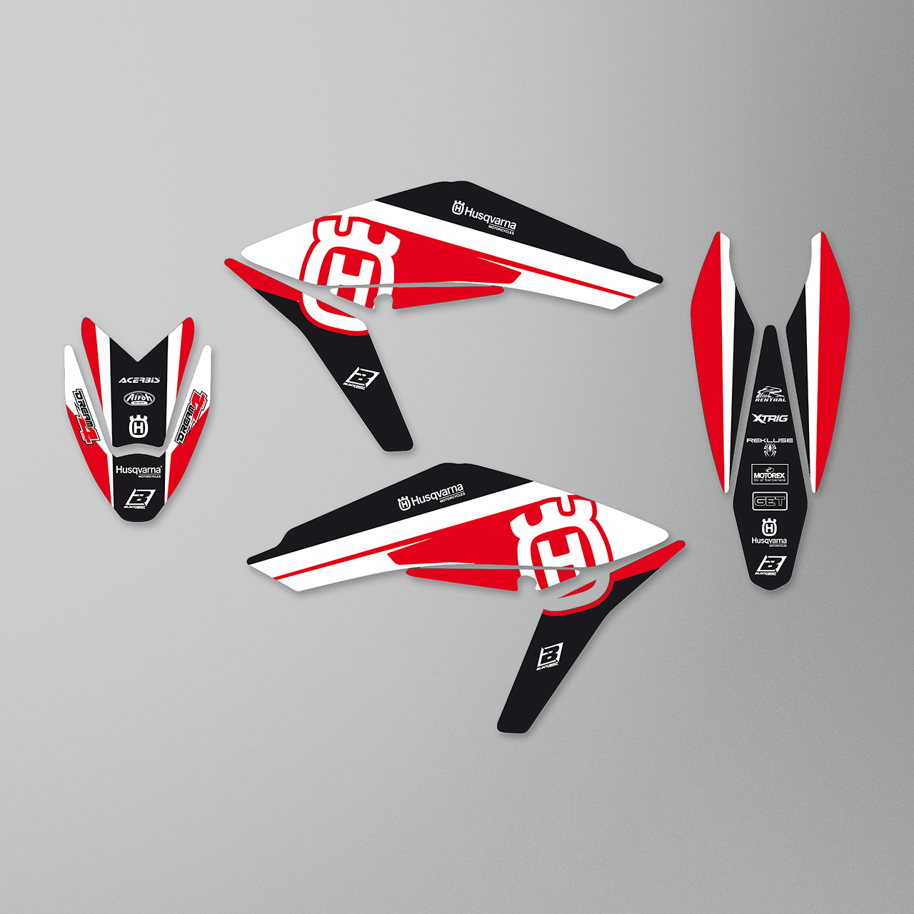 Kit de Adhesivos Blackbird Dream 4 Blanco-Rojo-Negro