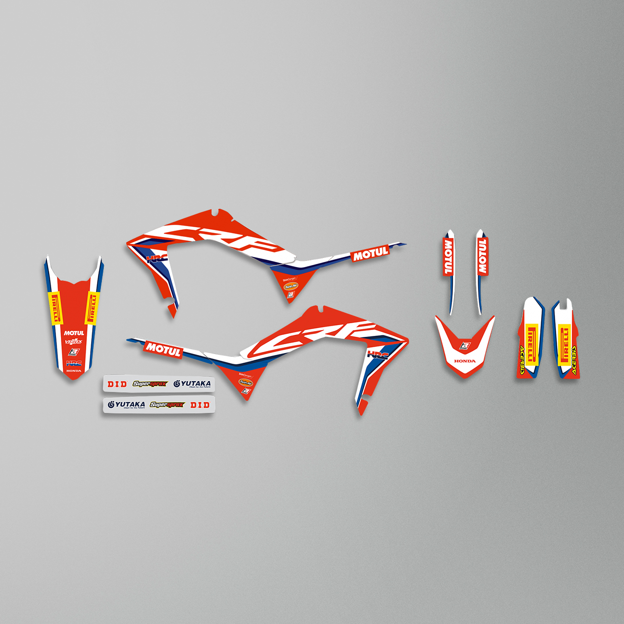 Blackbird Replica Team HRC 19 Complete Decal Kit with Seat Cover Red-White-Blue