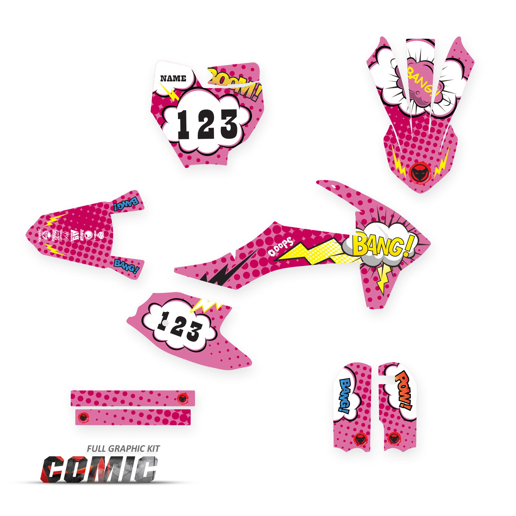 Comic 24MX Kinder stickerset met naam en nummer