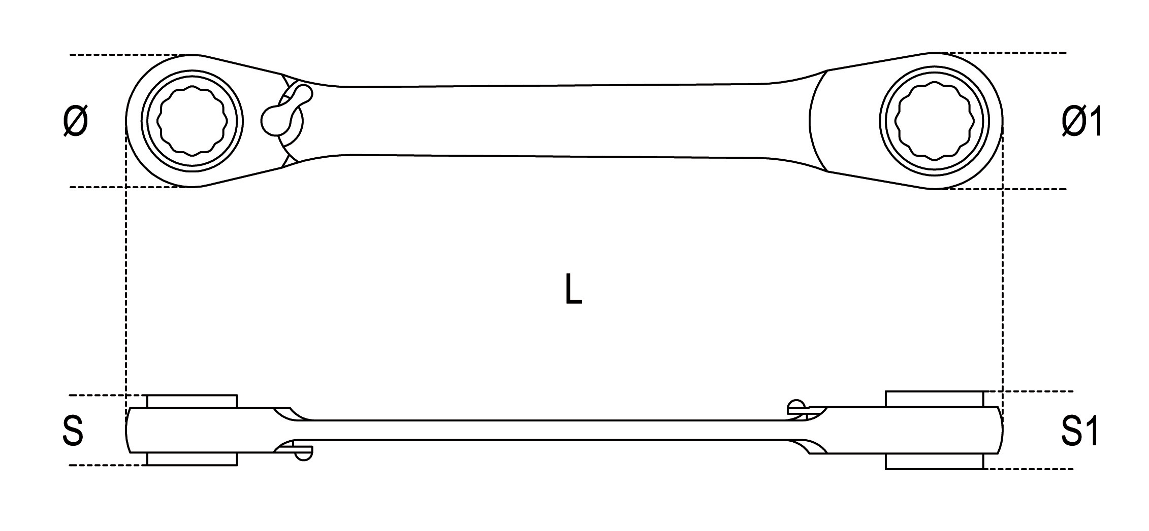Beta Tools 4-in-1 Open-Ended Ring Spanner