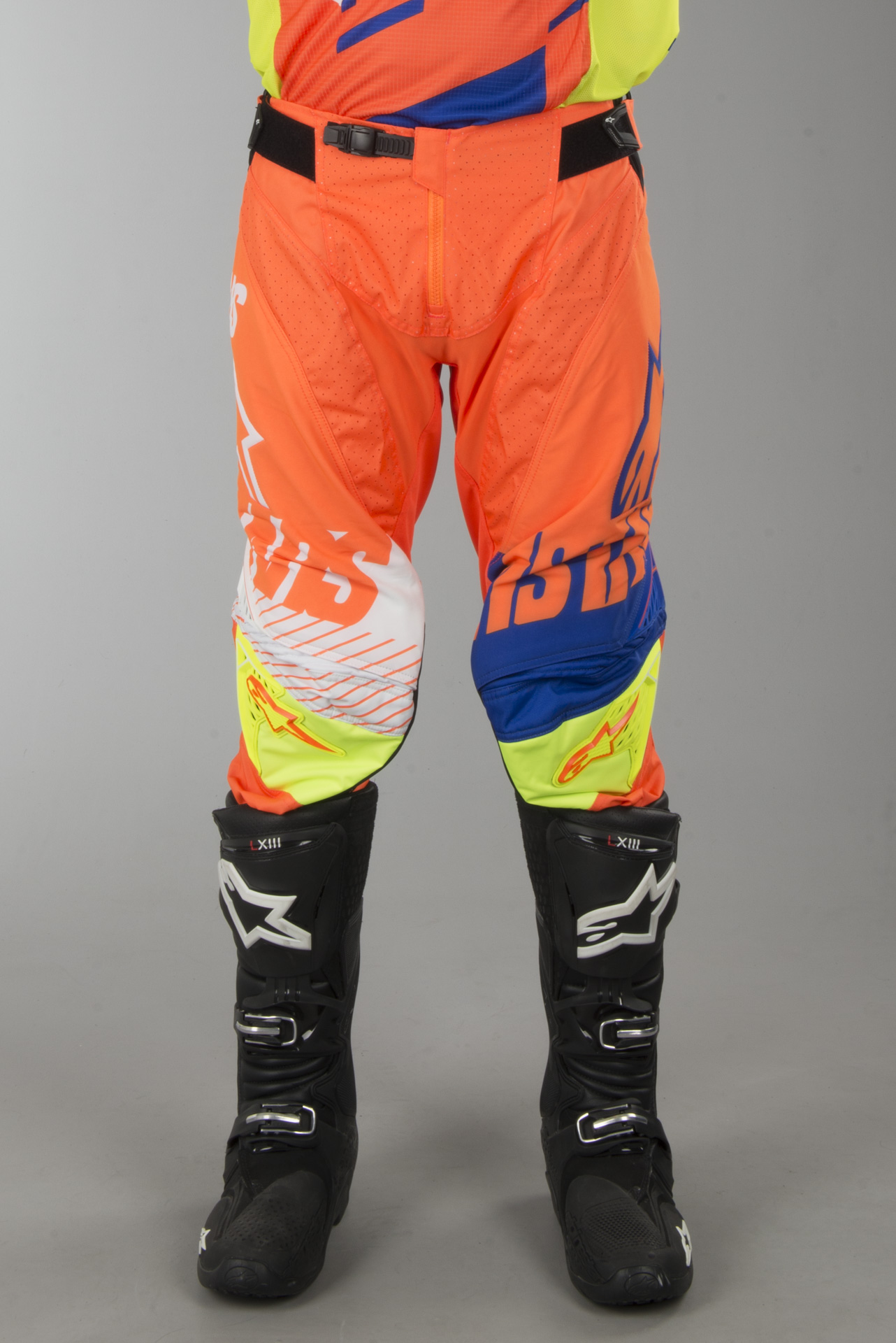 White Yellow Alpinestars Techstar Screamer Motocross Trousers Orange Blue