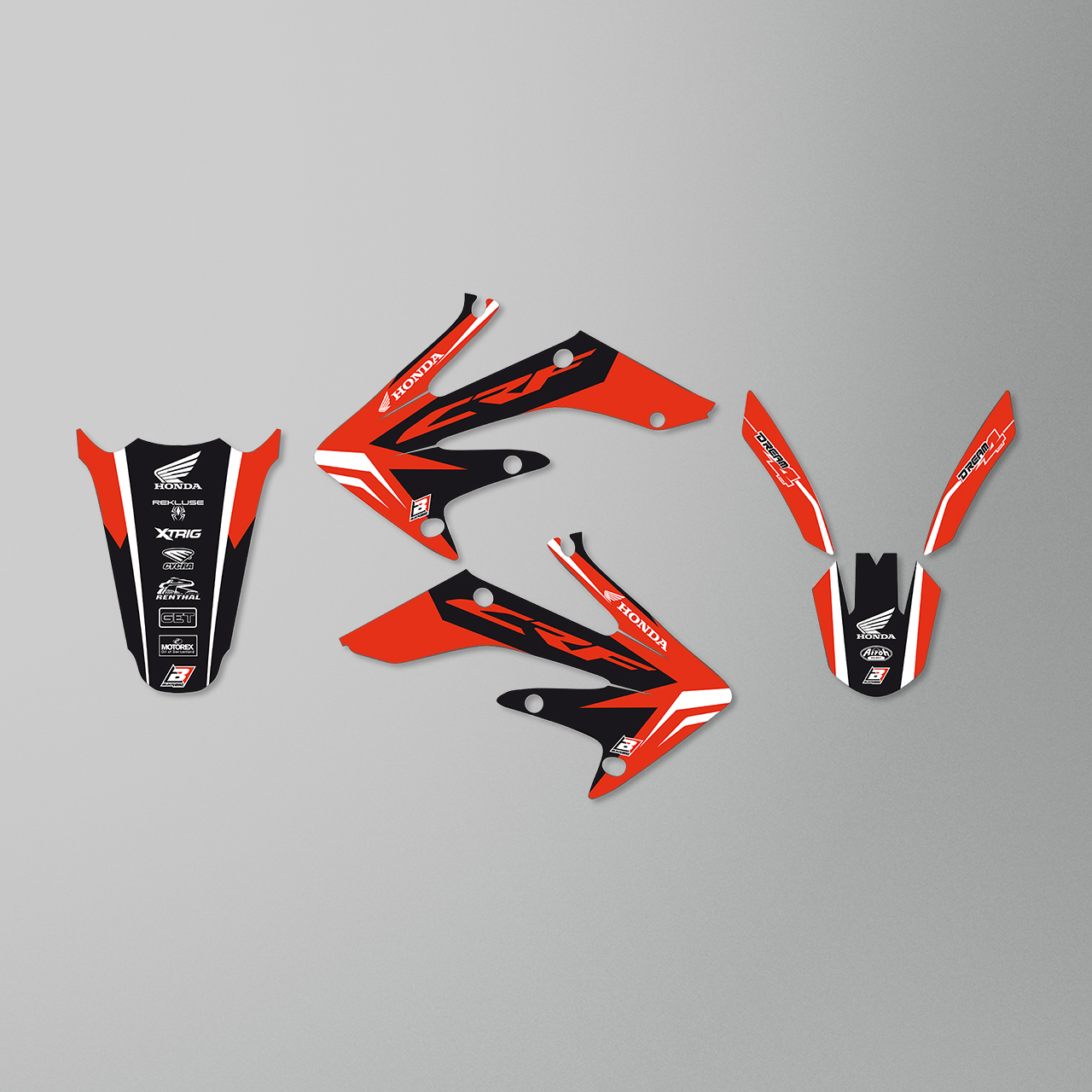 Kit de Adhesivos Blackbird Dream 4 Rojo-Negro-Blanco