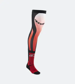 Meias Alpinestars Knee Brace MX Vermelho Brilhante-Branco