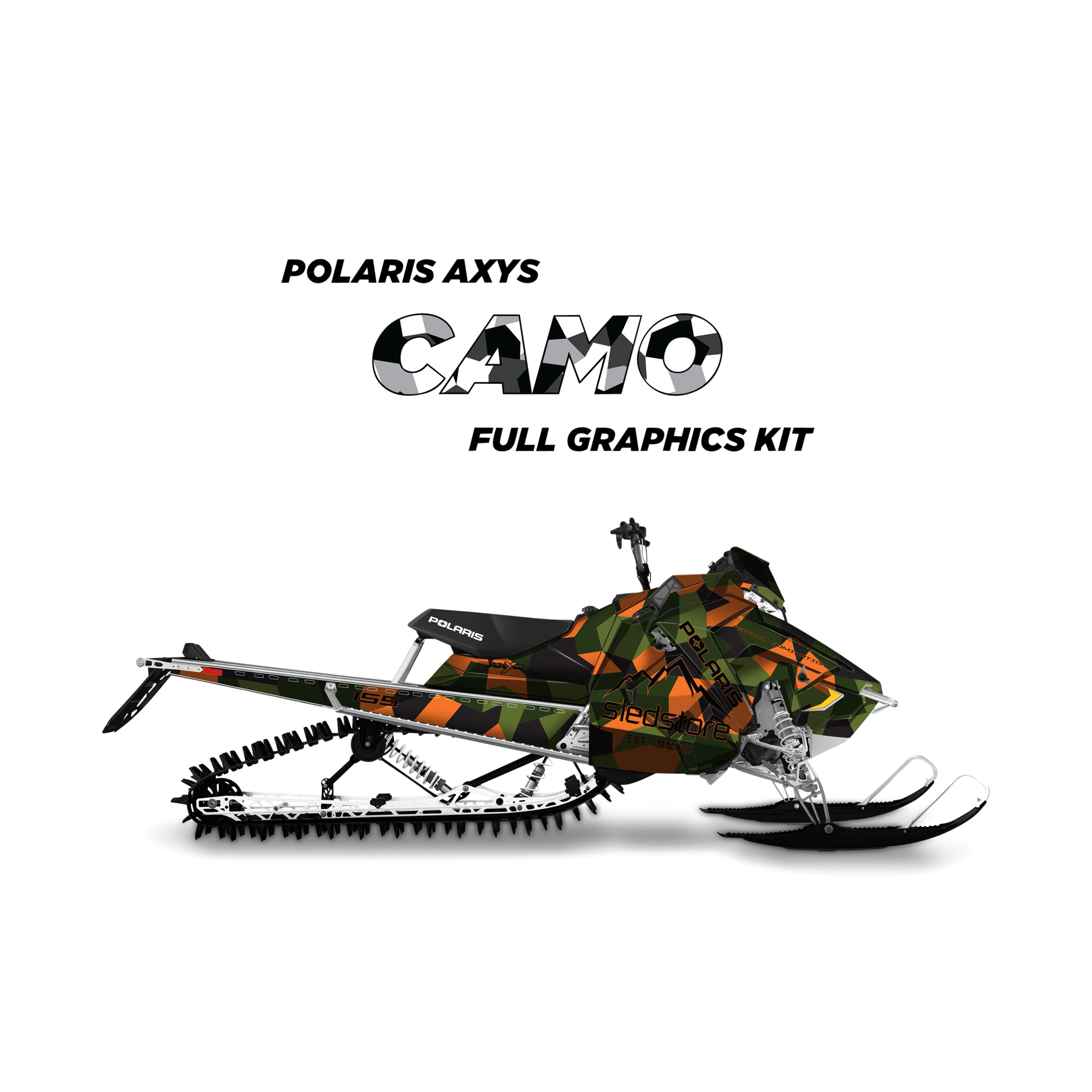 Täydellinen Tarrasarja Sledstore Camo Armeijanvihreä-Oranssi