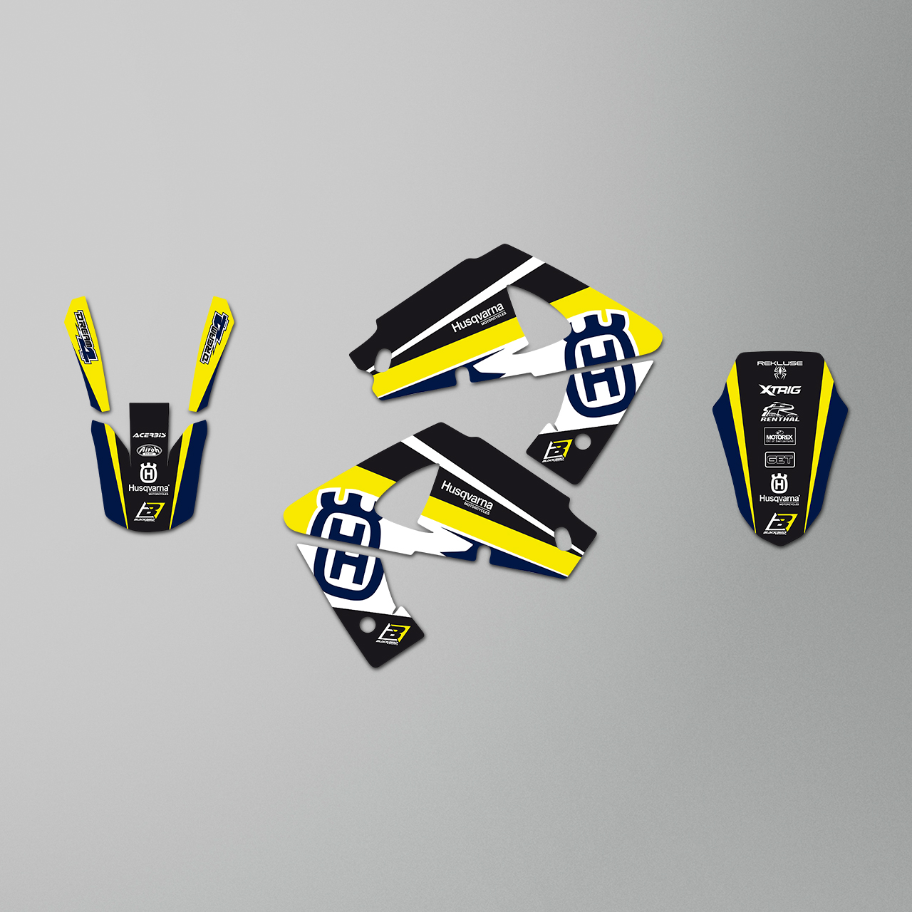 Complete Stickerset + Zadelovertrek Blackbird Dream 4 Blauw-Geel-Wit