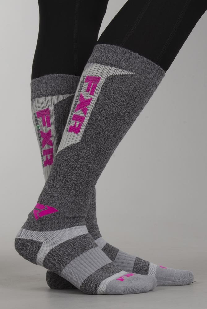 Grey//Fuchsia FXR Womens Boost Performance Socks 2 Pack