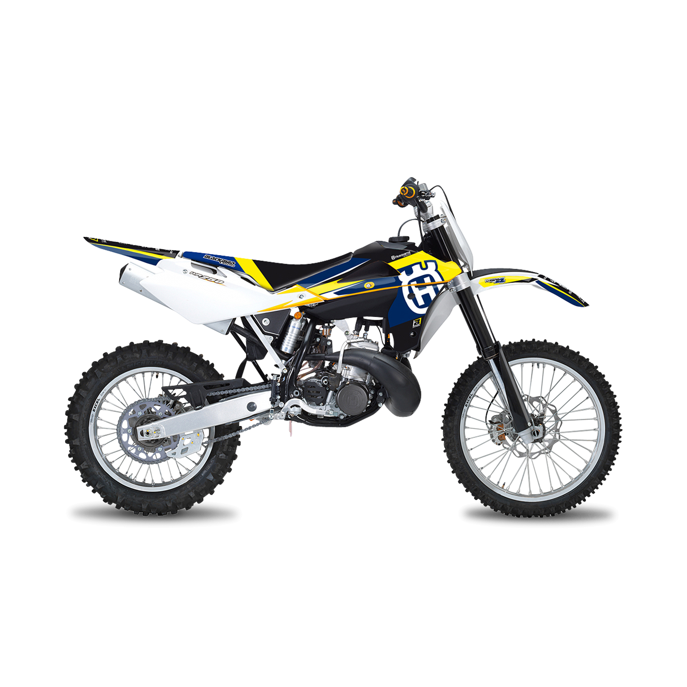Complete Stickerset + Zadelovertrek Blackbird Dream 4 Blauw-Geel-Wit
