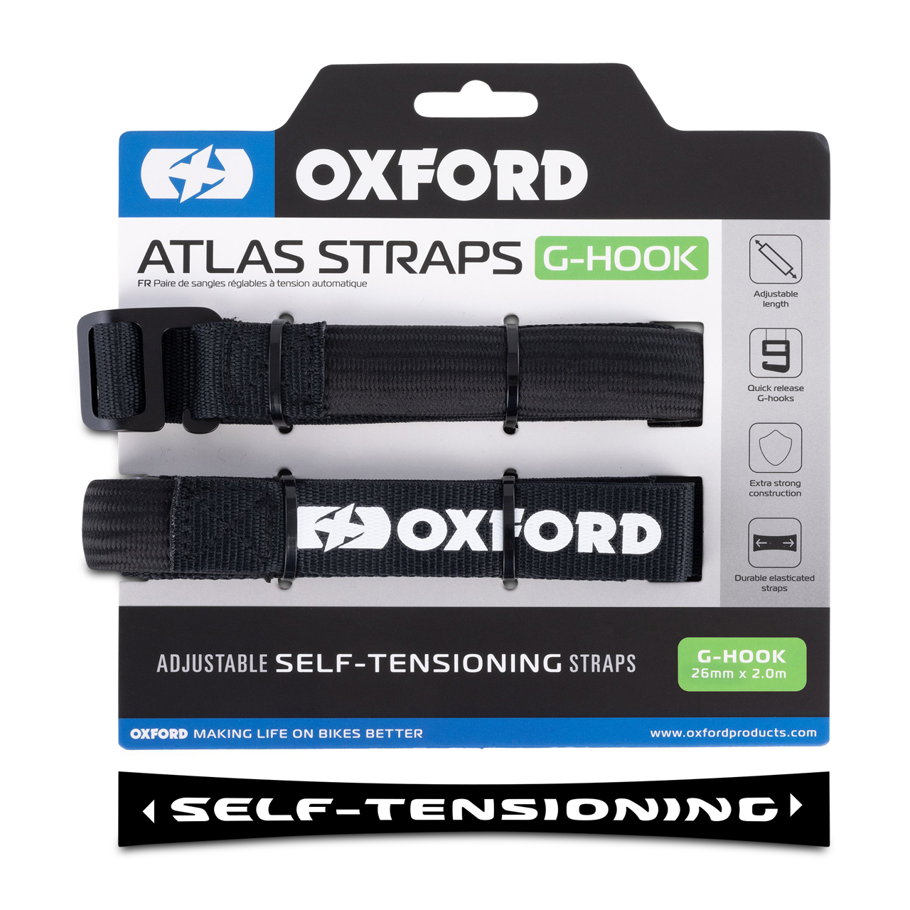 Oxford Atlas B-Clip Asphalt (Pair) Tie Down Strap
