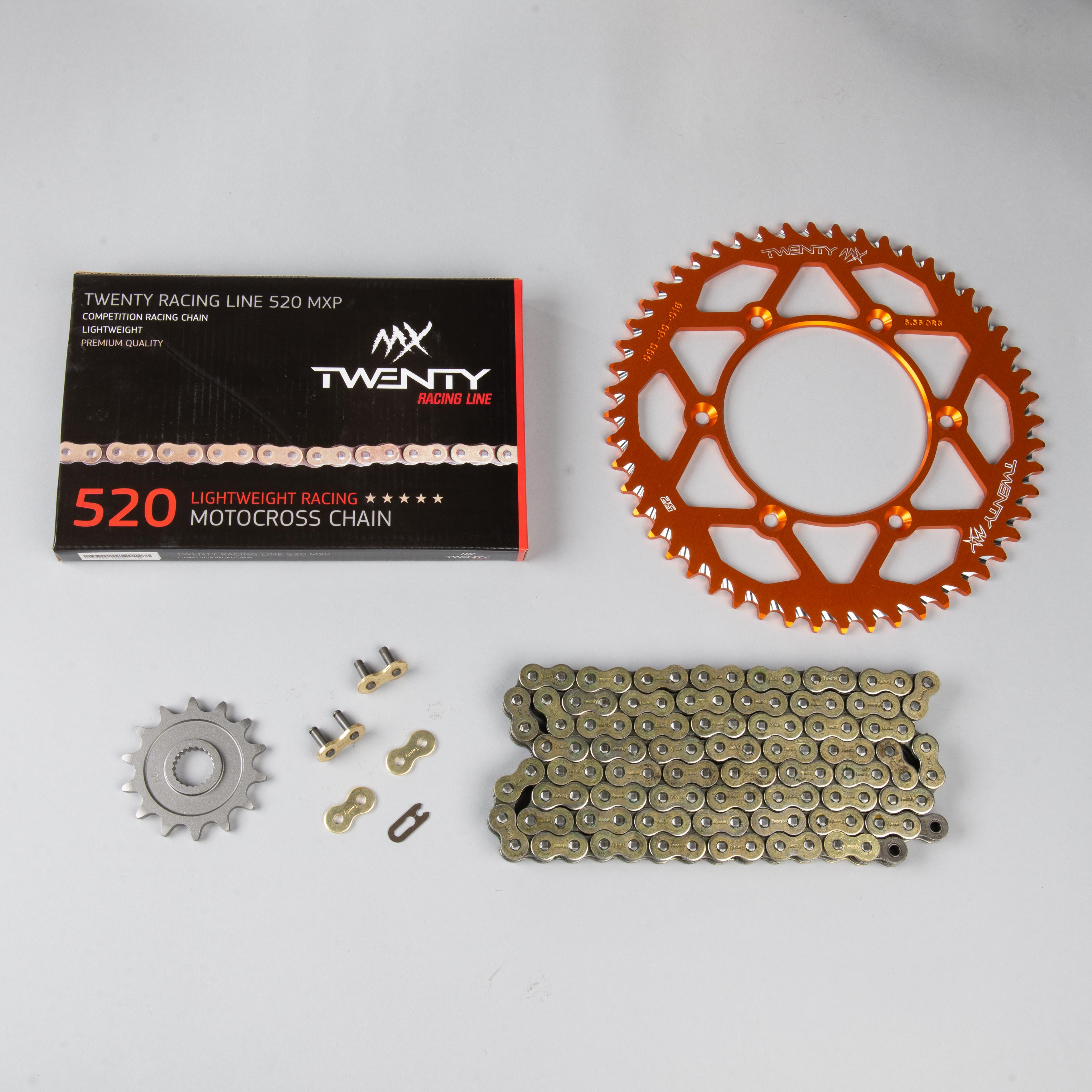MX Twenty Racing 520 MXP Chain and Sprocket Kit Orange Now 43