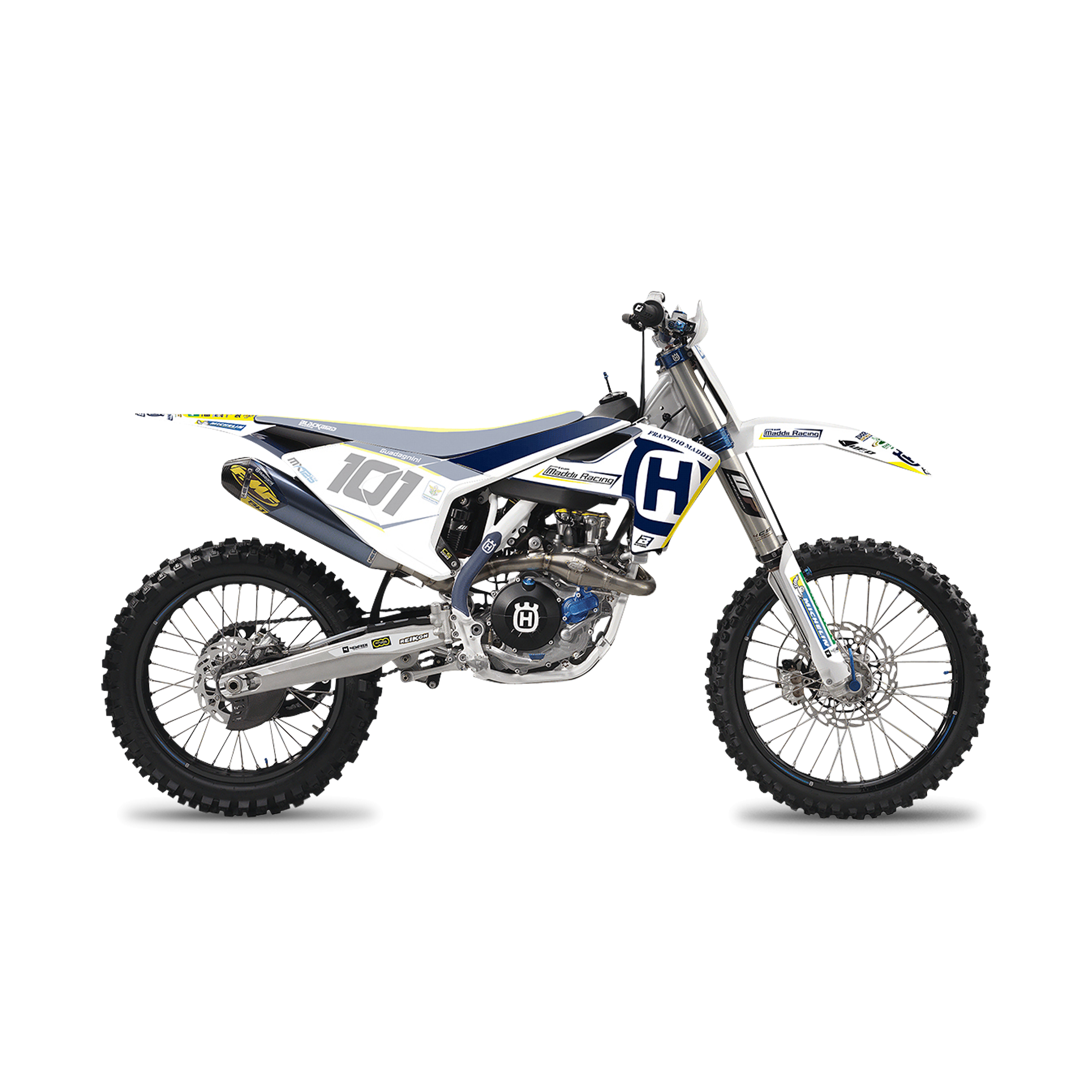 Kit de Adhesivos Blackbird Replica Maddii Racing 2018 Blanco-Amarillo-Azul