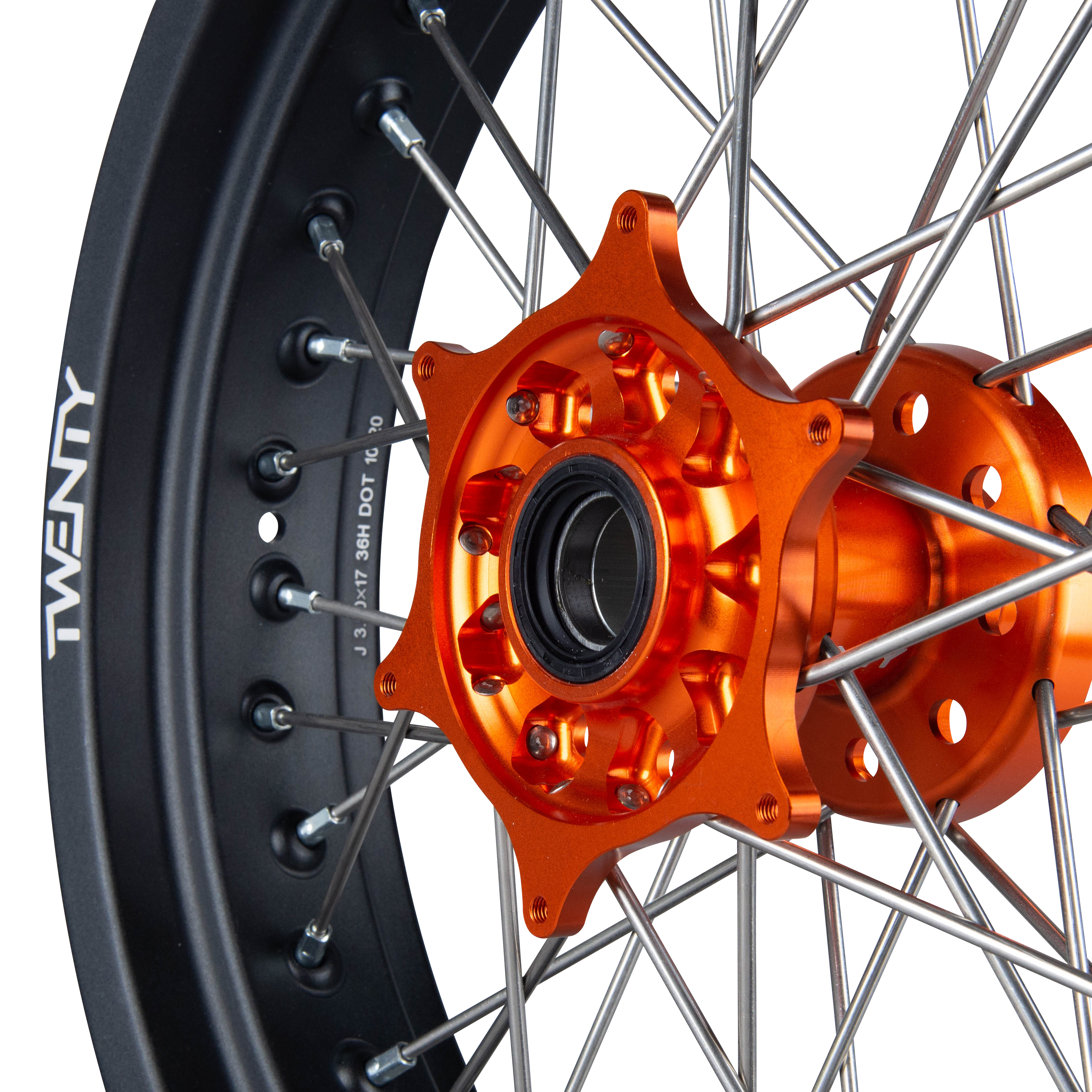 Velg Voorwiel Twenty Supermotard Zwart-Oranje 17"