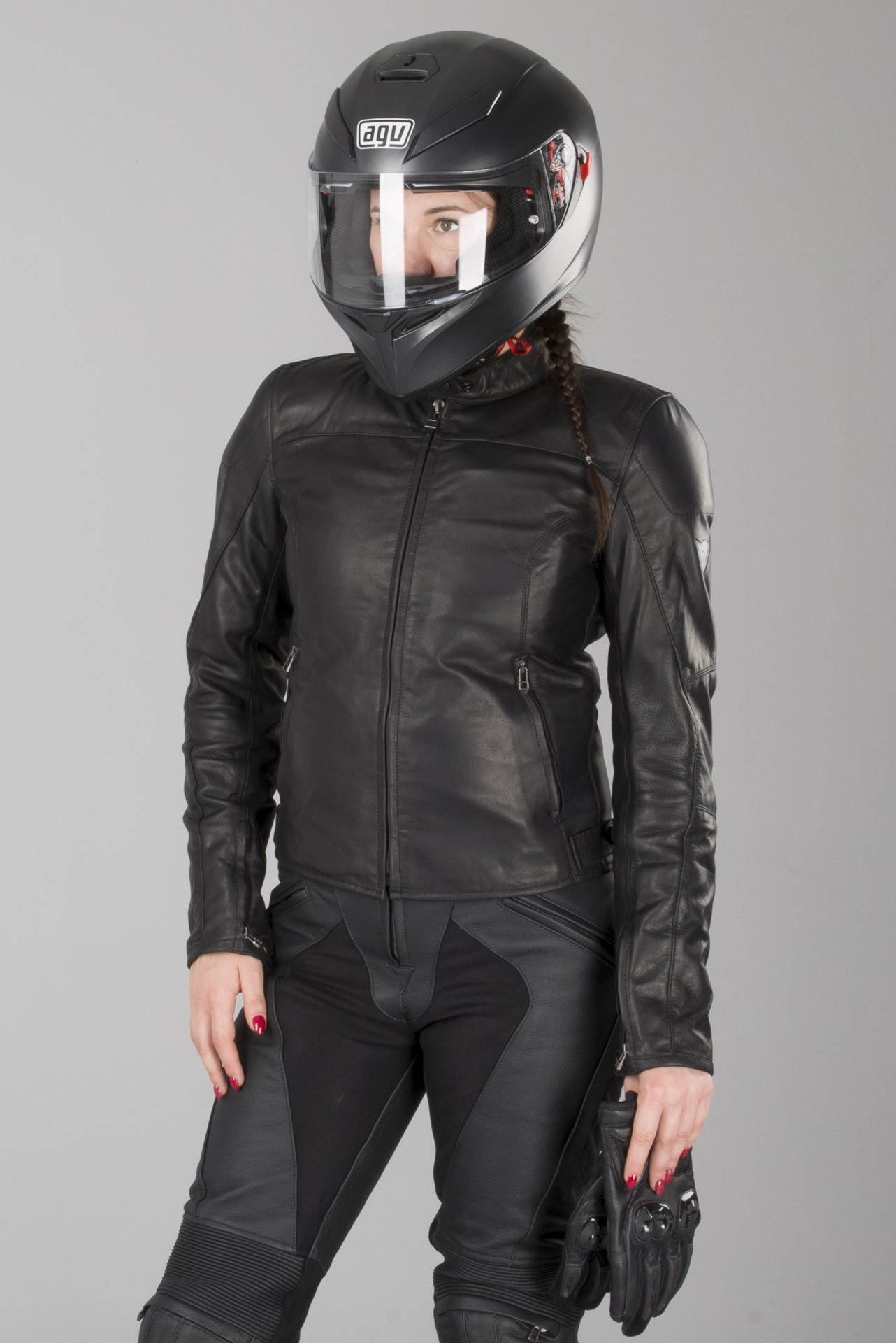 black leather jacket with grey hoodie womens