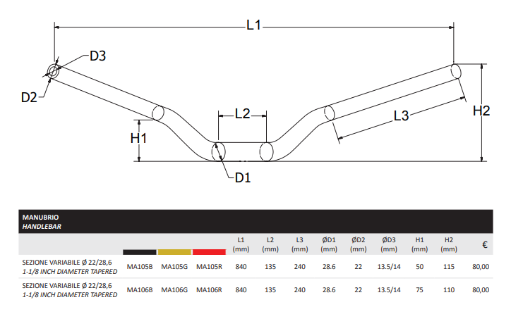 Sturen CNC Racing 28.6 mm