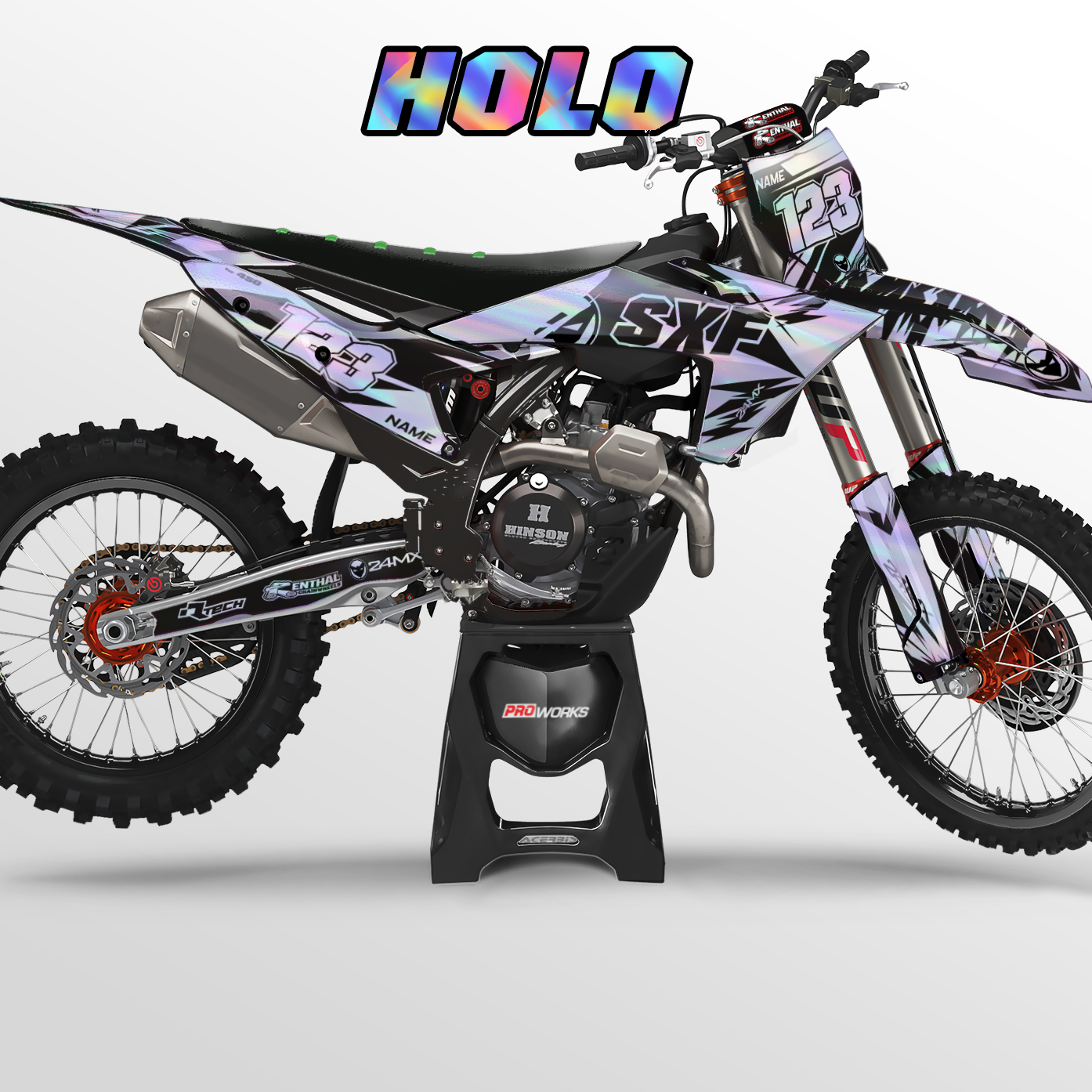 Kit Autocollants Holo Personnalisable 24MX Argent