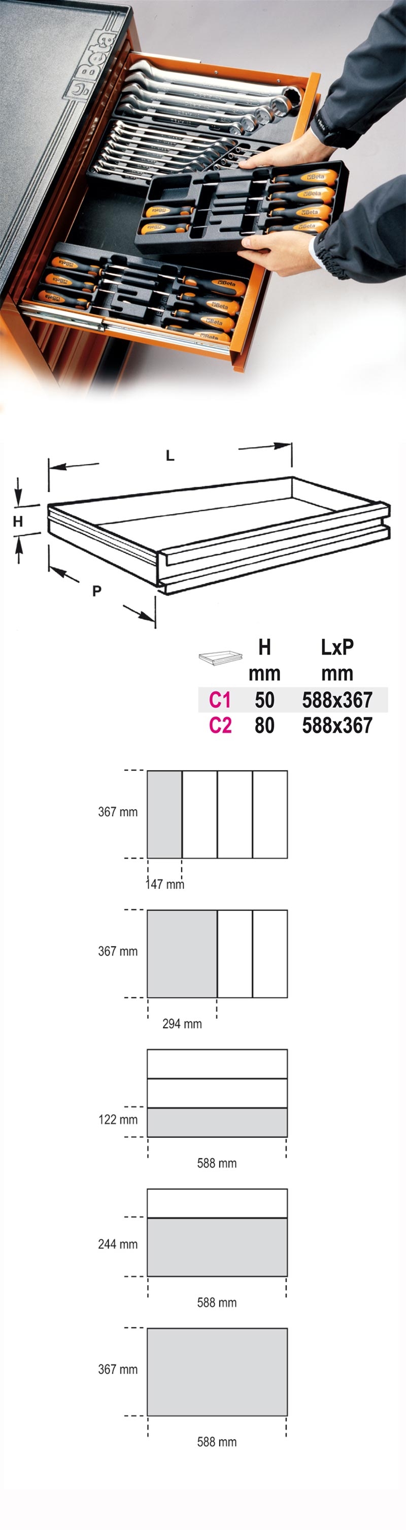Inlegbak Met Assortiment Gereedschap T205-7 Beta Tools