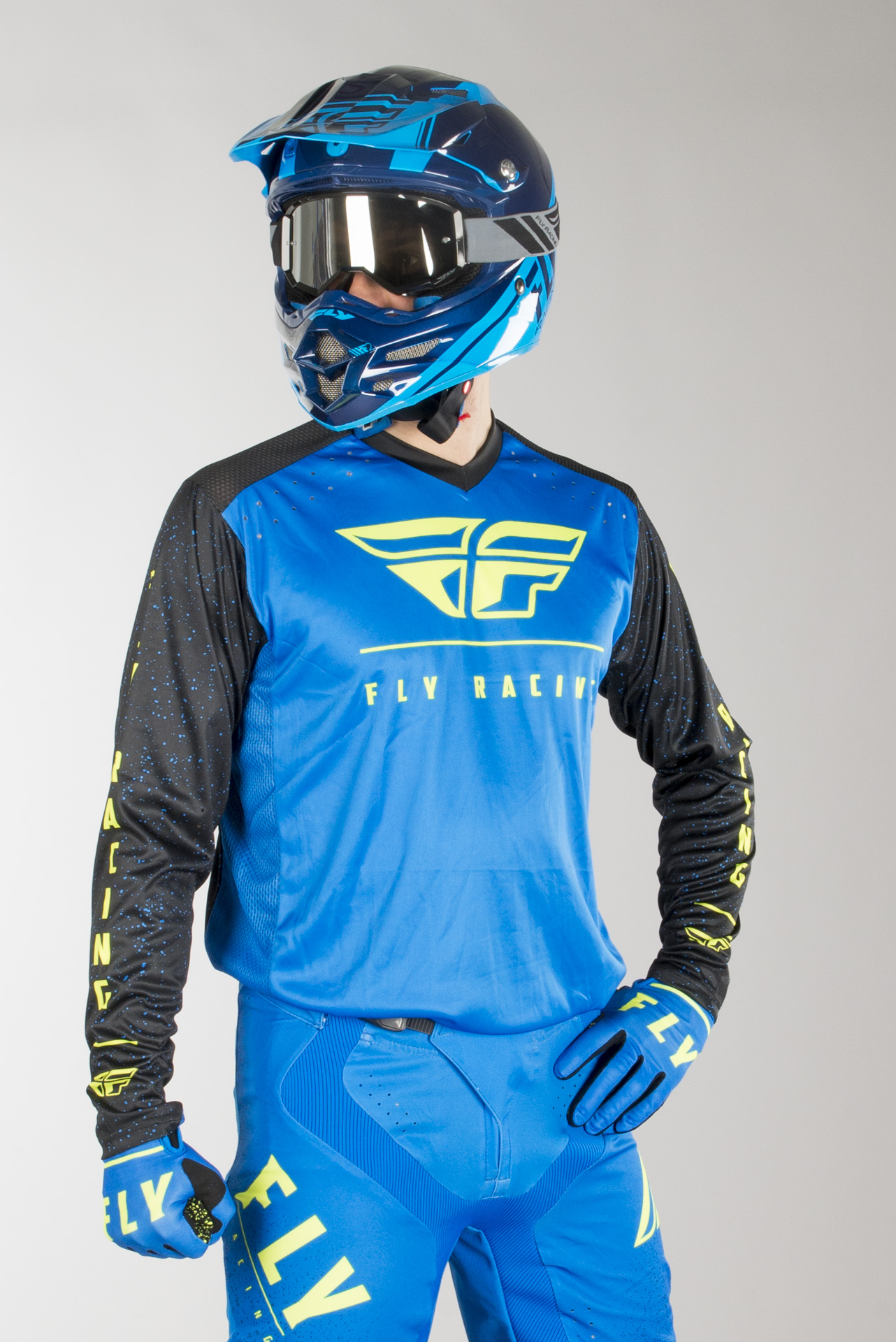 Fly Racing Jersey Lite Blu//Nero//Hi-Vis