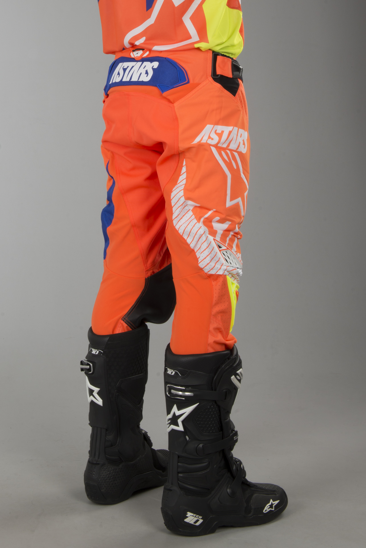 White Yellow Alpinestars Techstar Screamer Motocross Trousers Orange Blue