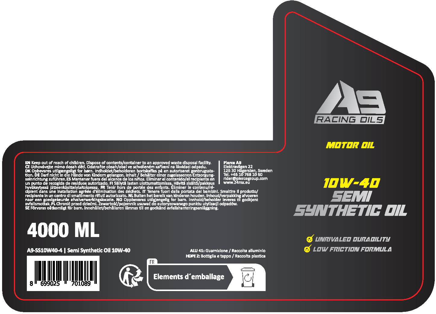 A9 Racing Semi-Synthetic Engine Oil 4L