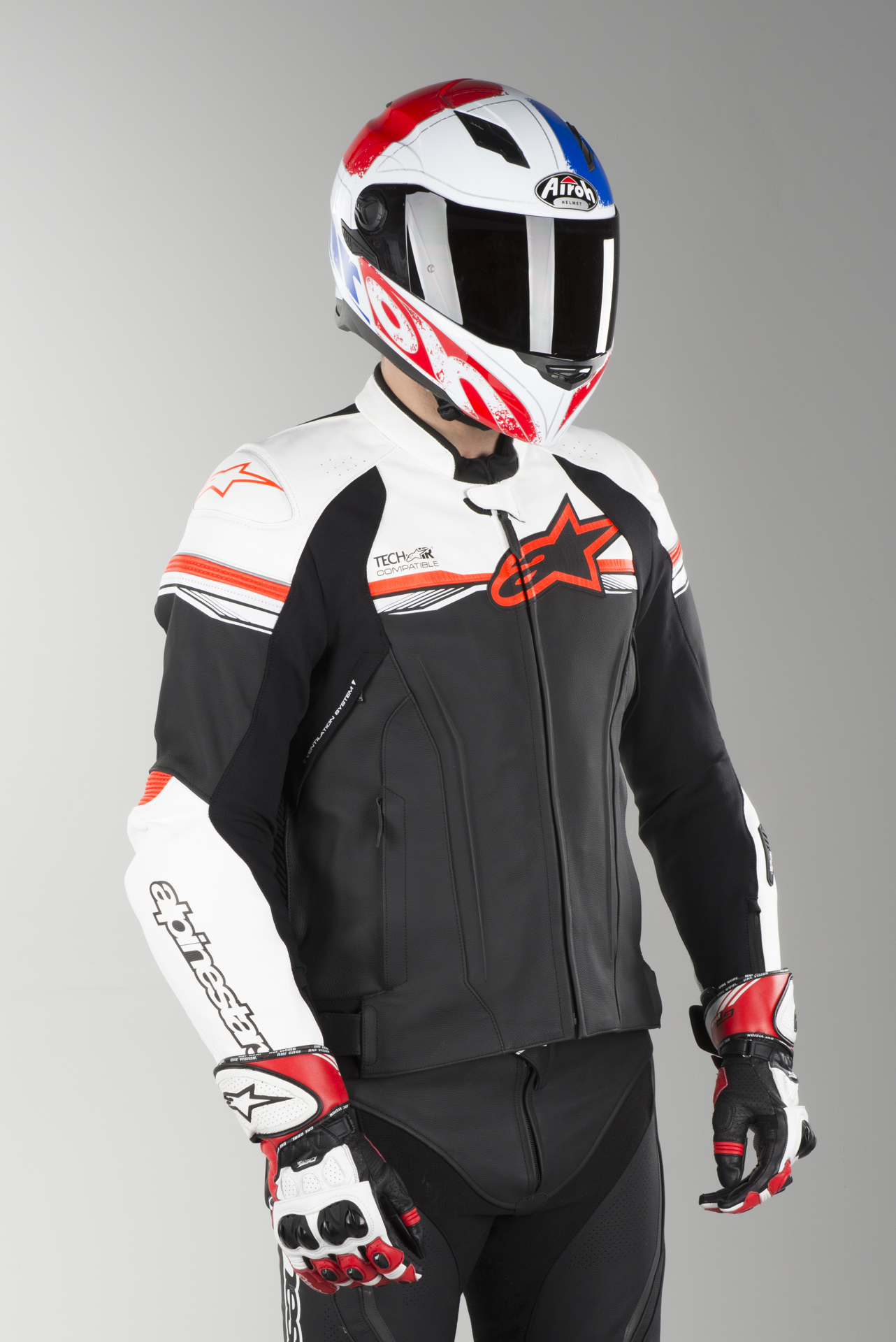 Skinnjakke Alpinestars GP R V2 Tech Air® Svart Hvit Rød Fluo Skinnjakke Alpinestars GP R V2 Tech Air® Svart Hvit Rød Fluo
