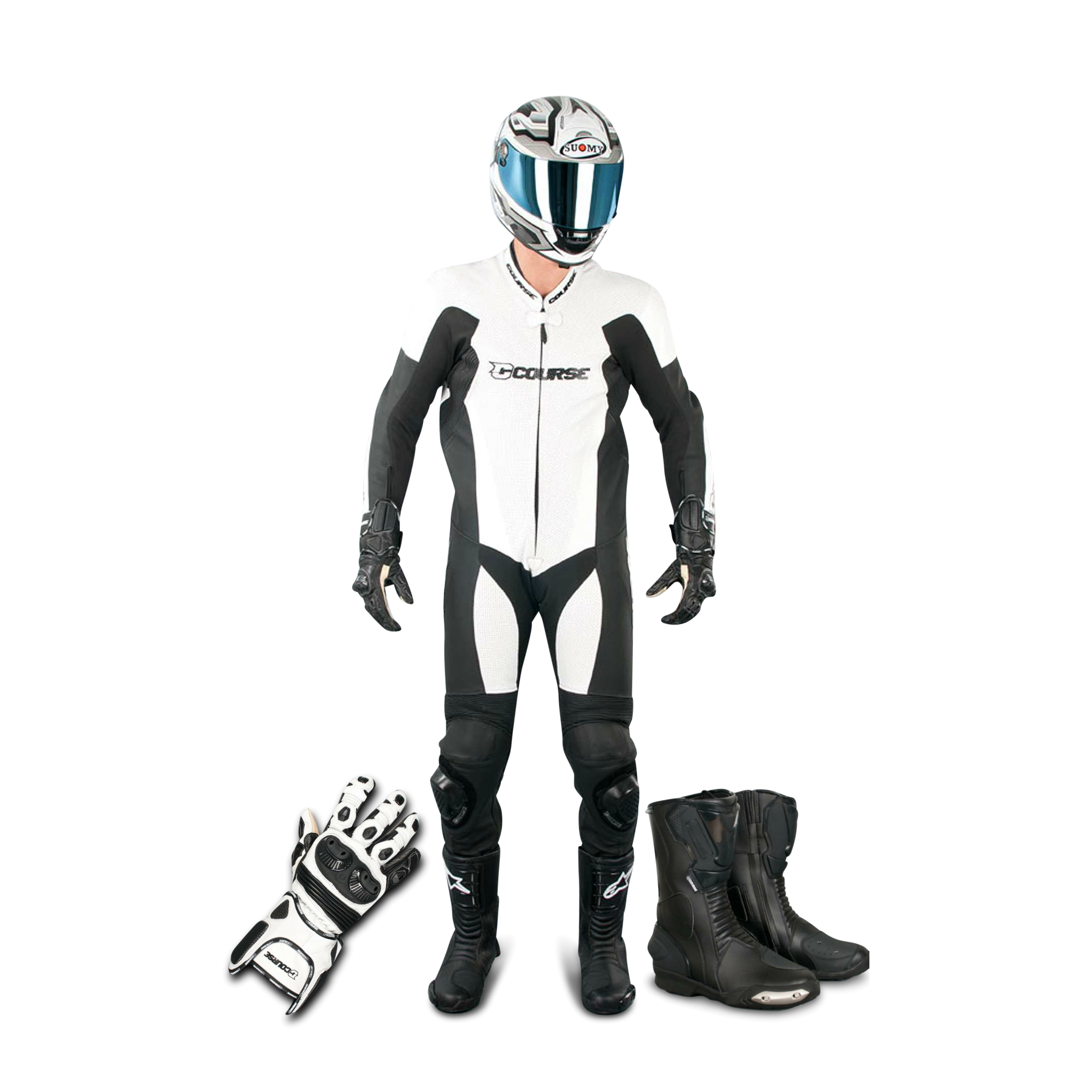 Course Racing Kit (Tuta in Pelle + Guanti + Stivali) Bianco - Adesso 45% di  risparmio - xlmoto.it