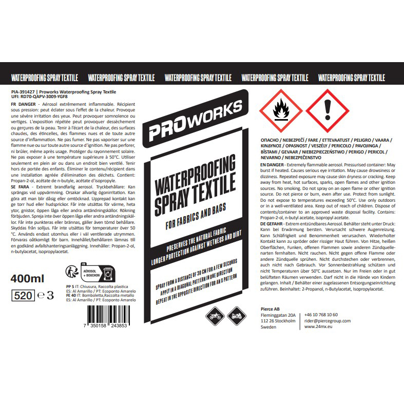 Textiel Waterdichtspray Proworks 400 ml Universeel