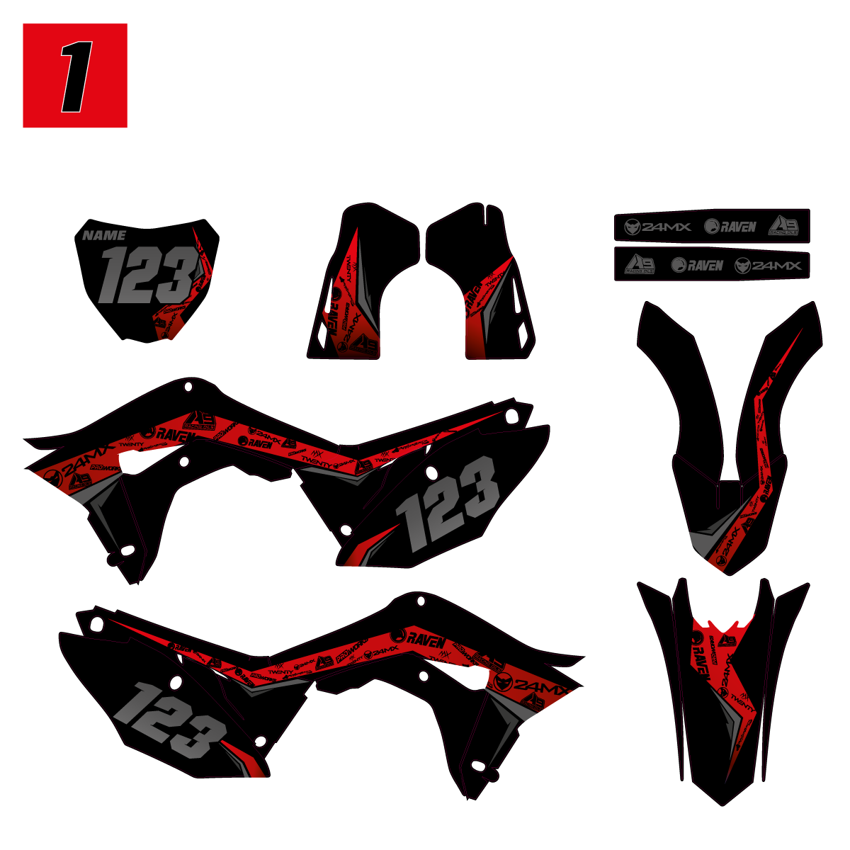 Stickerset 24MX Brandson met Naam en Nummer